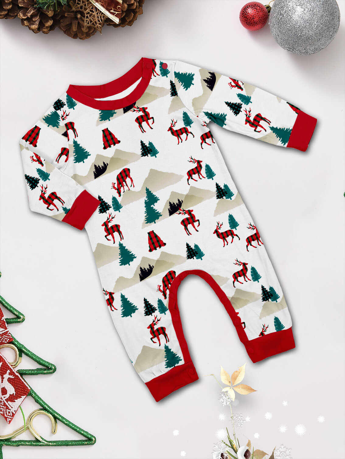Christmas White Printed Family Matching Christmas Pajamas Sets