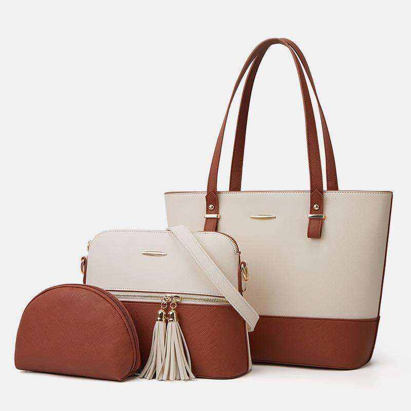 3PCS Retro Large Capacity Handbag Tote Bag Set