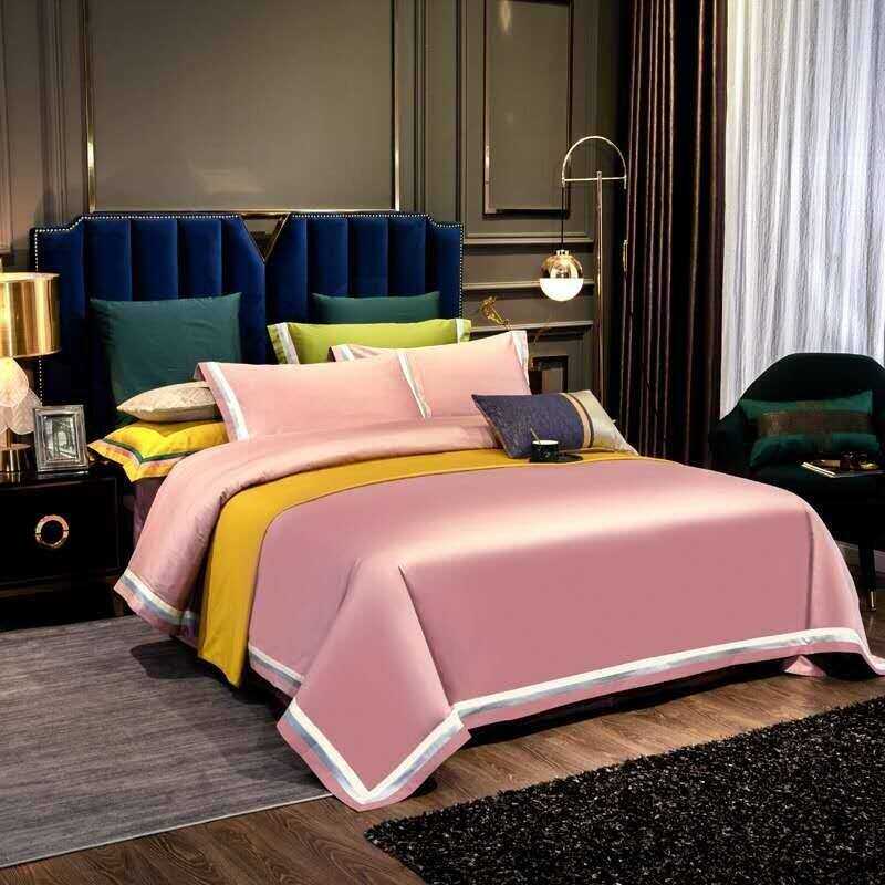 Jadyn Contrasting Double Stripe Border Egyptian Cotton Duvet Cover Set