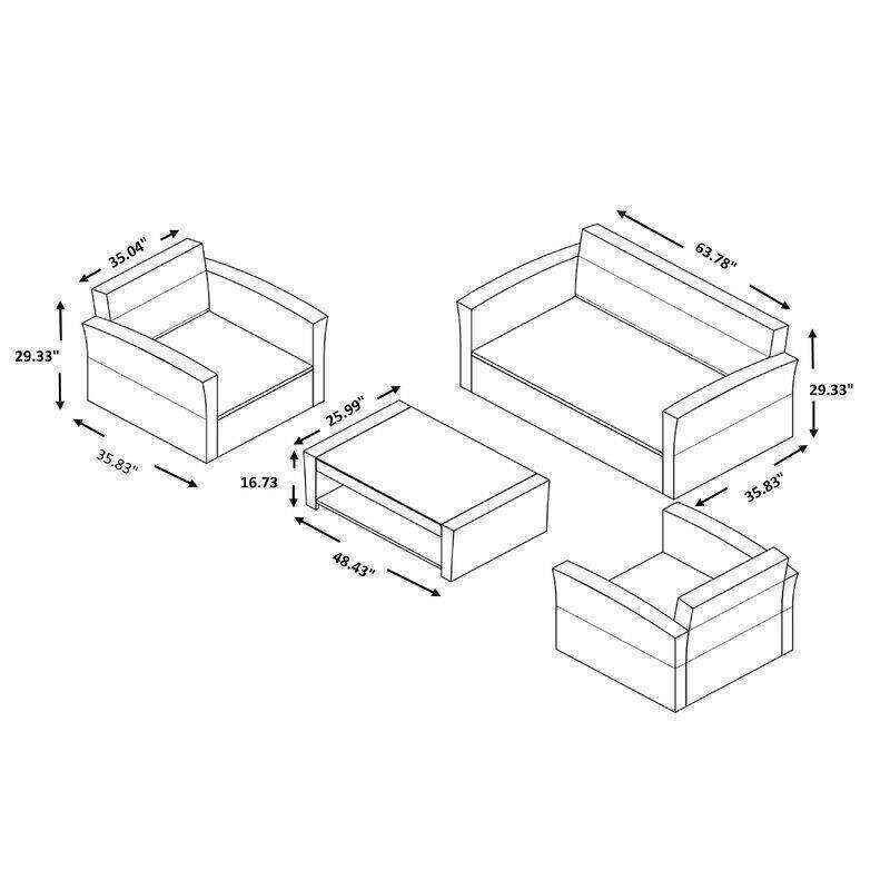 Emlee Wicker/Rattan 4 - Person Seating Group with Cushions