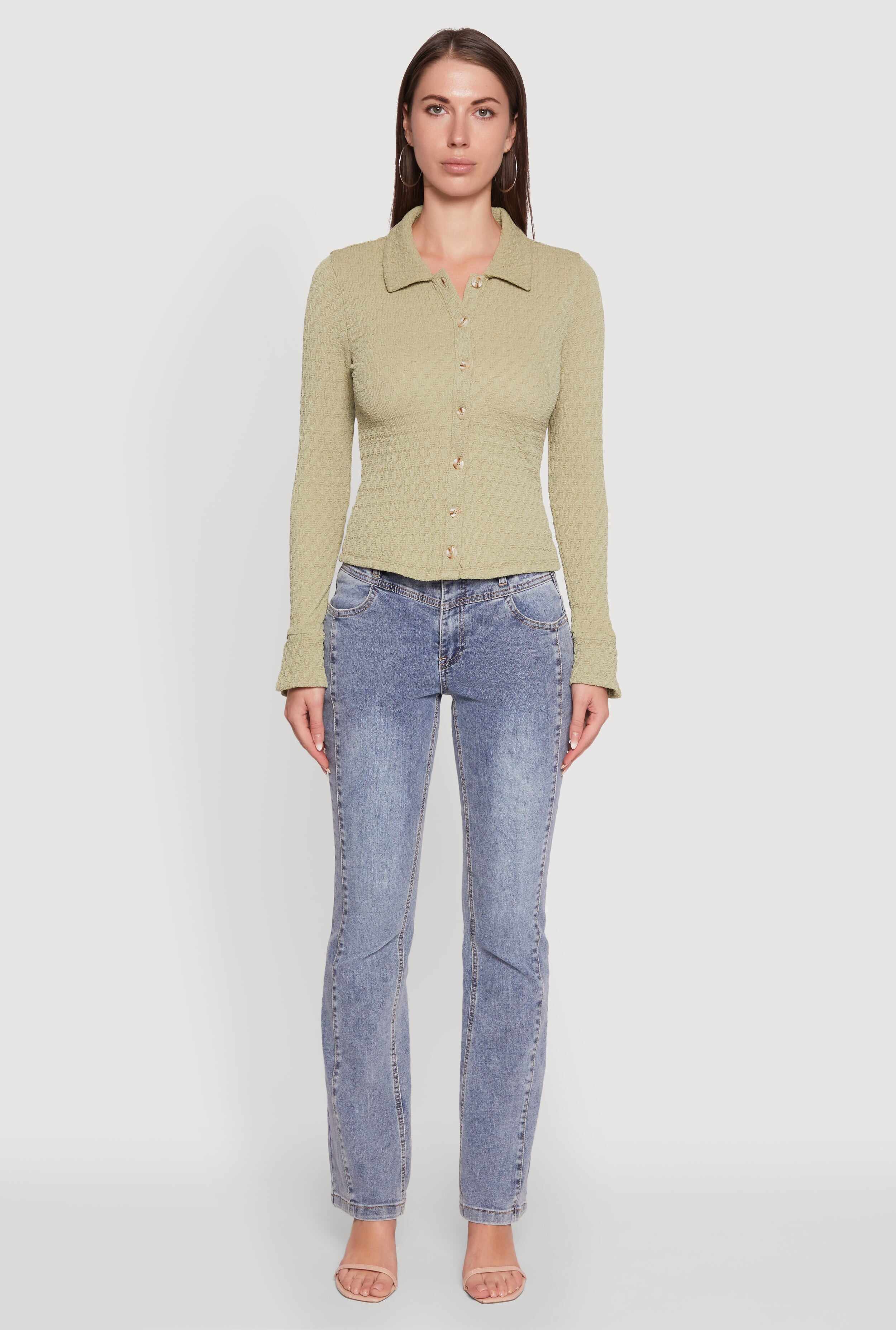 Iris Classic Fit Textured Knit Button Front Shirt