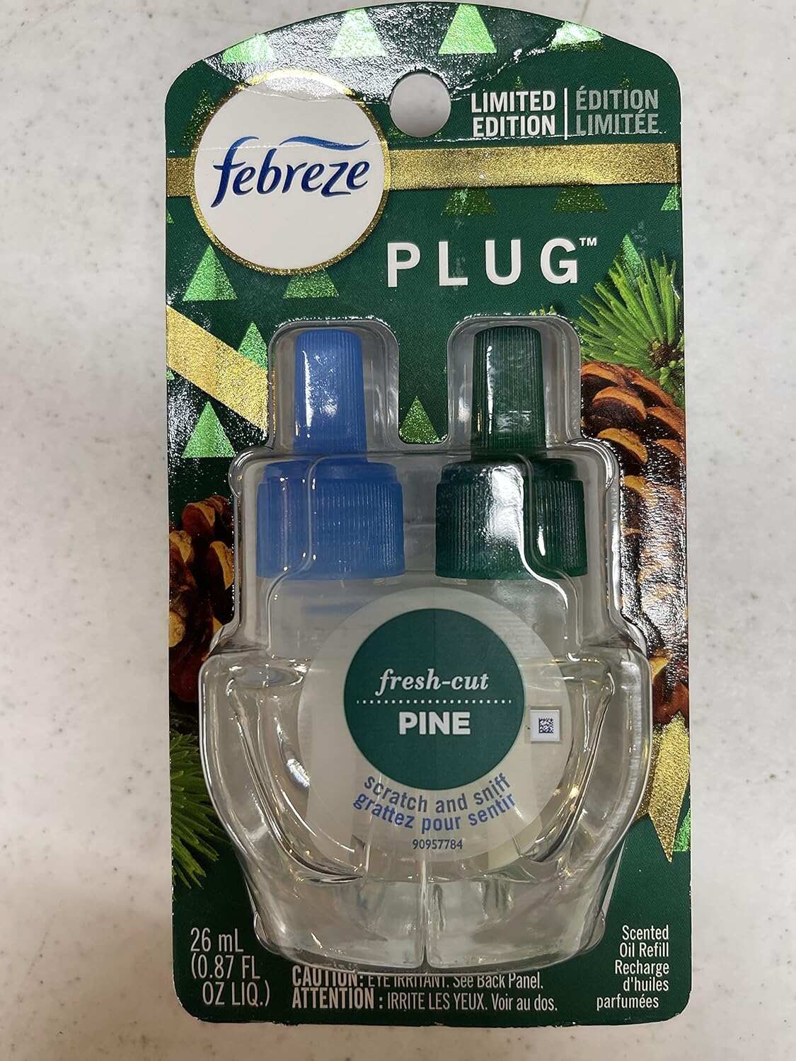 Febreze Odor-Fighting Fade Defy PLUG Air Freshener, Mountain, Ocean, Amber, (3) .87 fl. oz. Oil Refills
