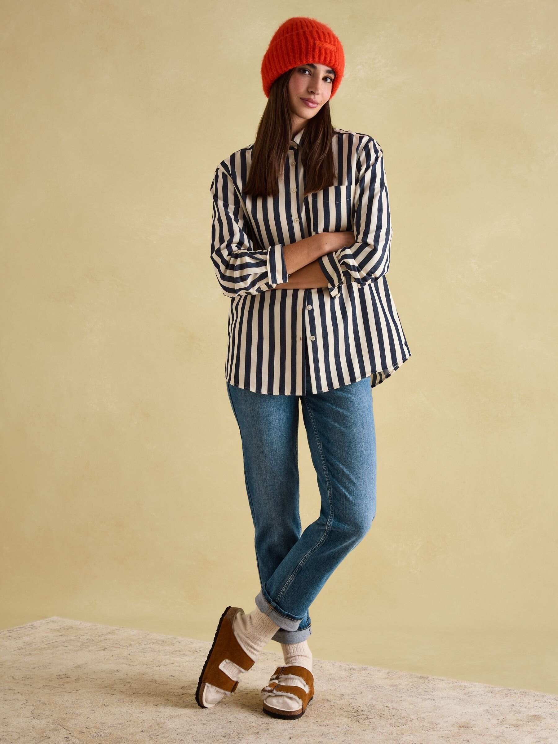 Amilla Navy & Cream Stripe Shirt