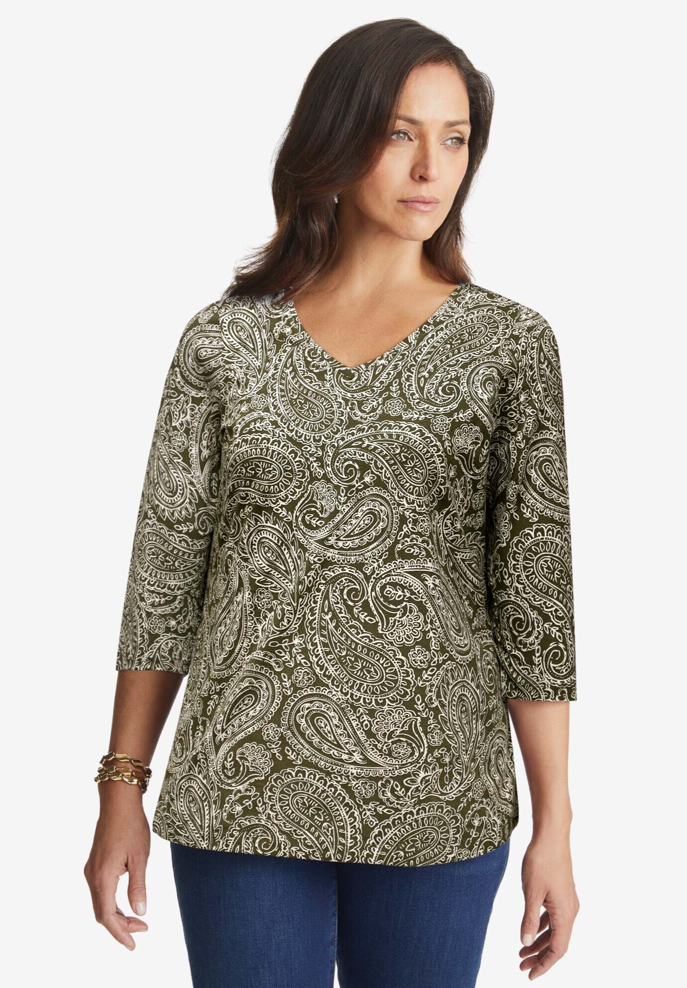 Stretch Cotton V-Neck Tee
