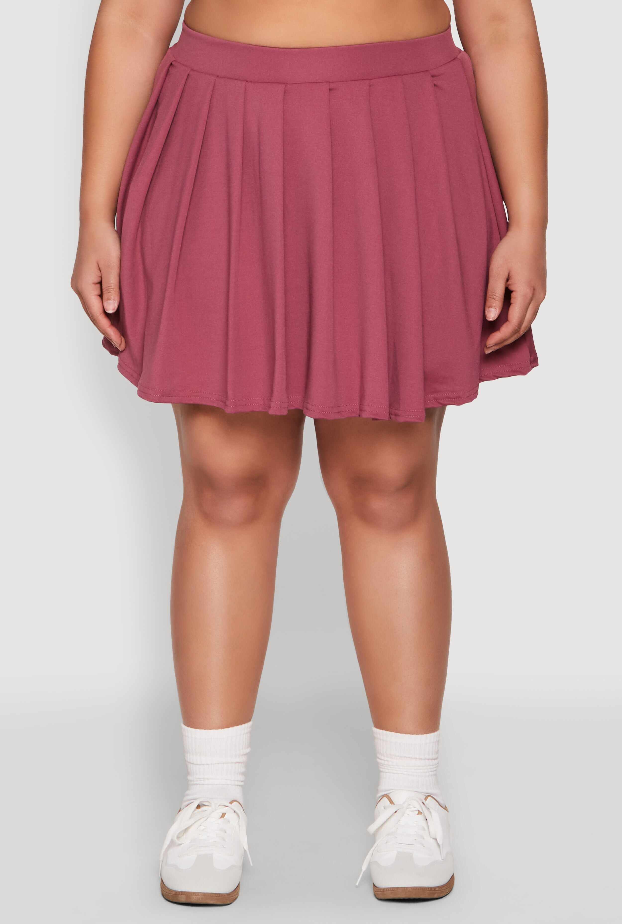 Plus Size High Waisted Active Pleated Skirt