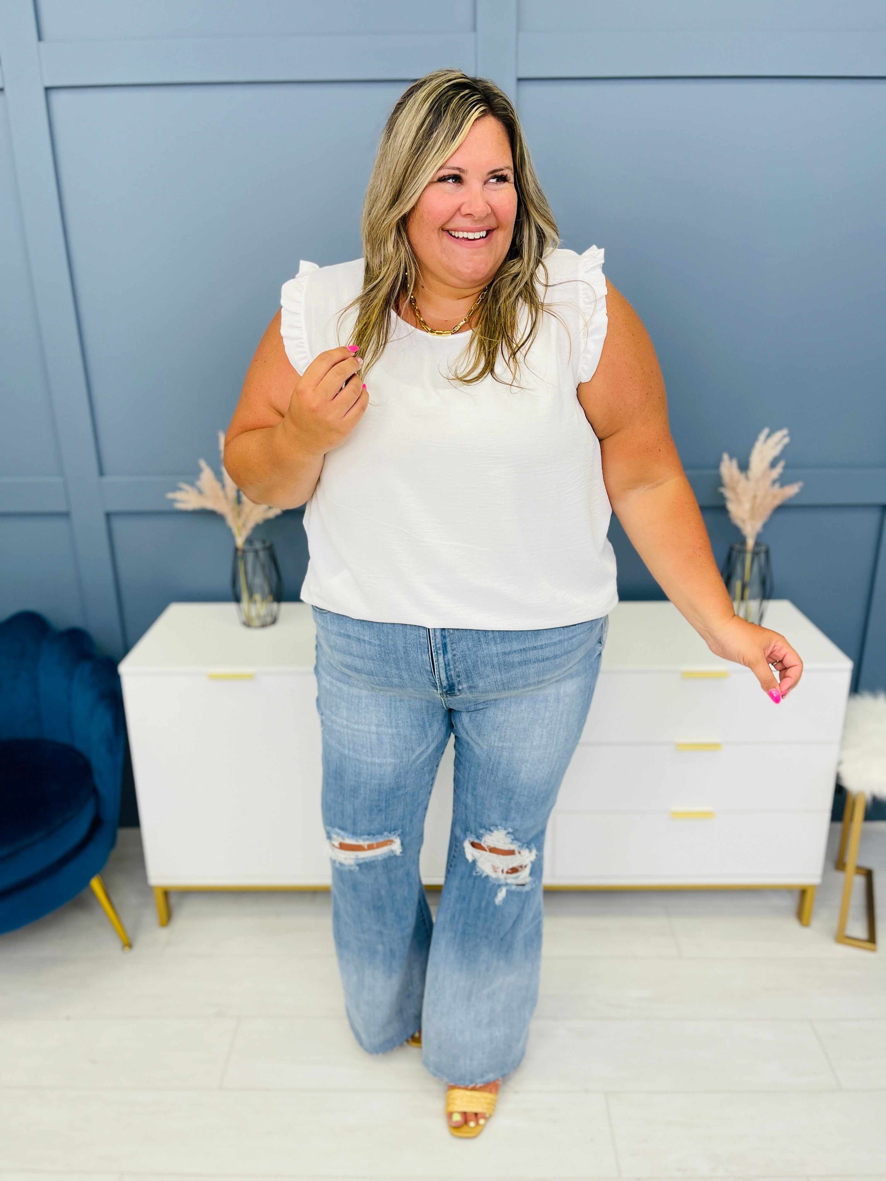 Risen PLUS/REG Say Yes to Distressed Wide Flare Jeans