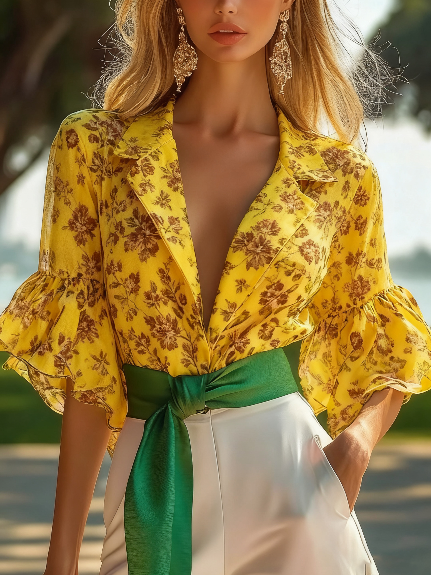 Multicolor Leopard Print Chiffon Blouse