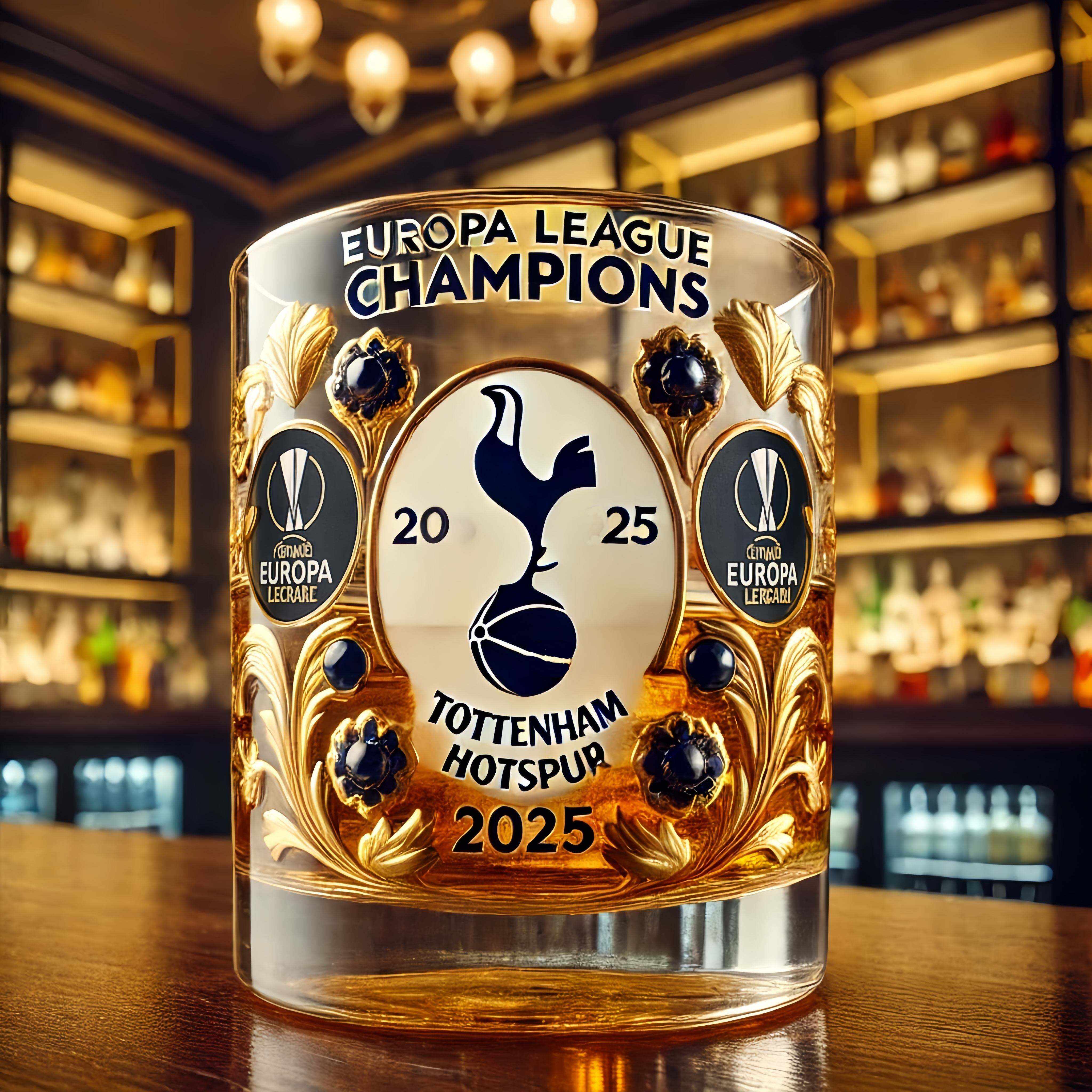 Tottenham Hotspur 2025 UEL Champions Whiskey Glass