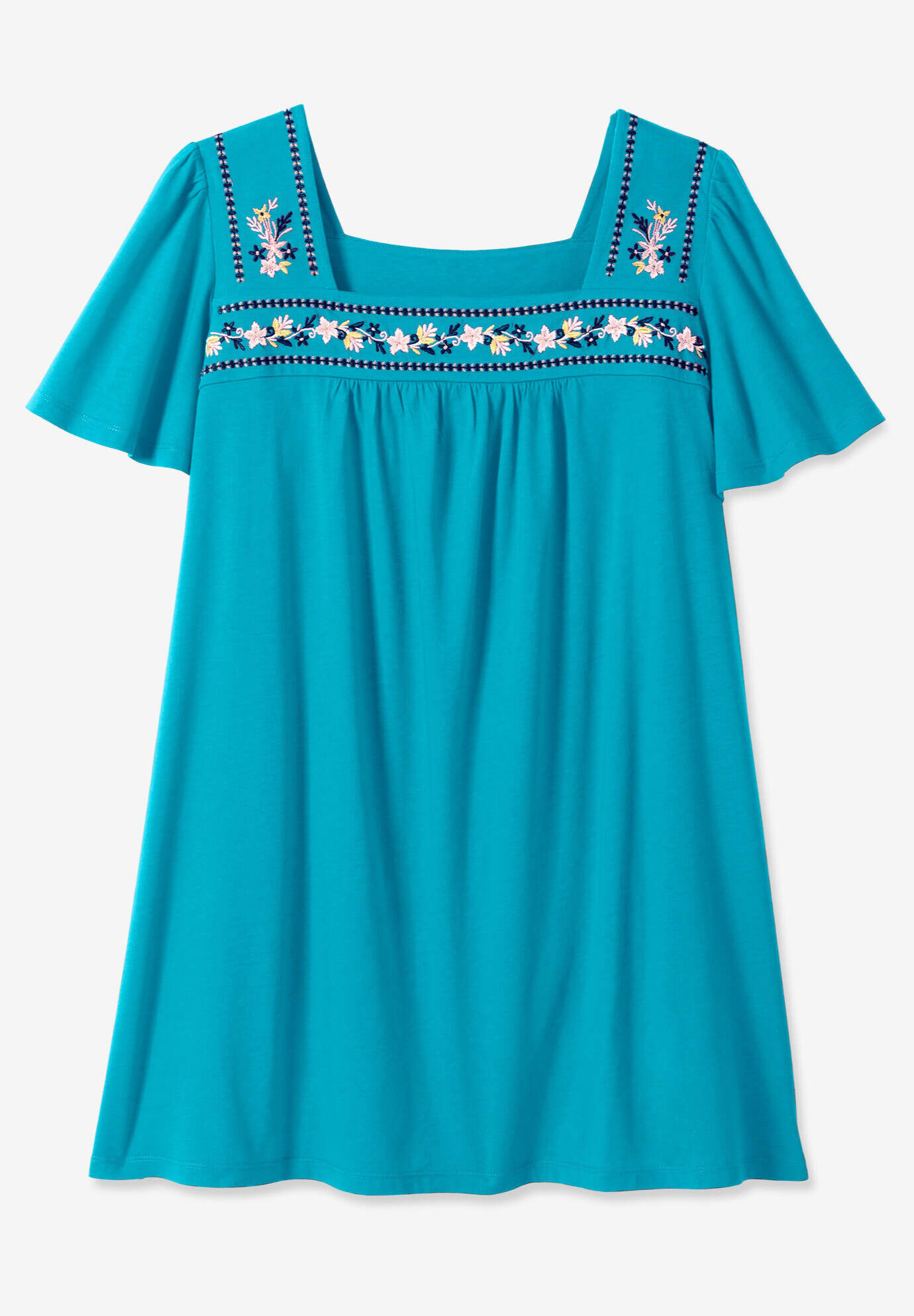 Embroidered Square Neck Tunic