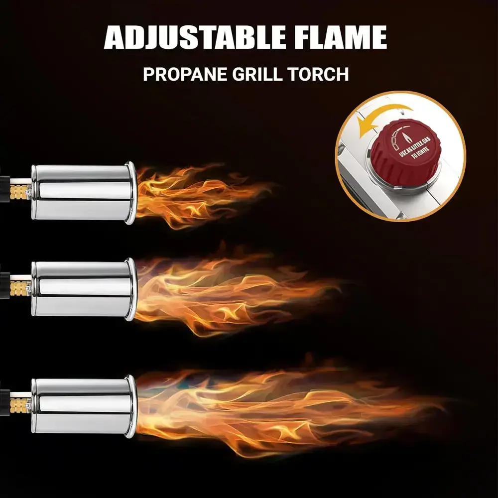 Propane Torch Gun, Kitchen Grill Torch with Detachable Design, Adjustable Flame Torch for Searing Steak, BBQ, Welding, Camping Charcoal(Tank Not Included)