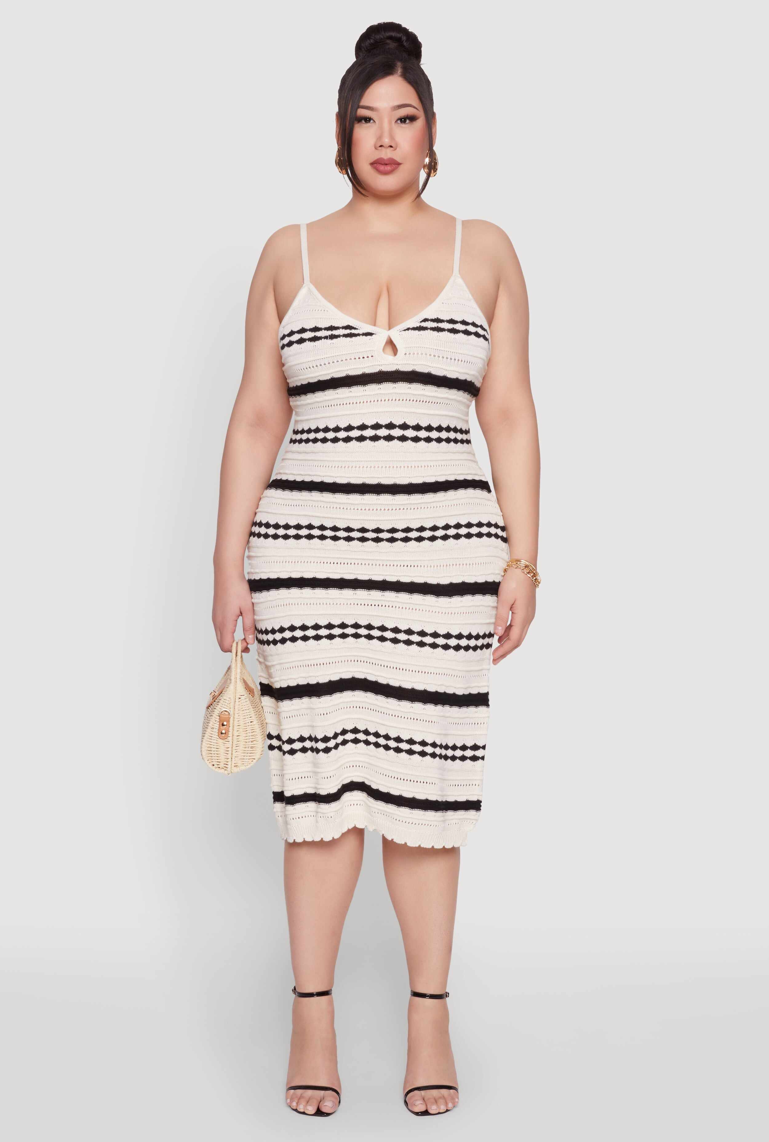 Plus Size Almost Famous Striped Midi Dress