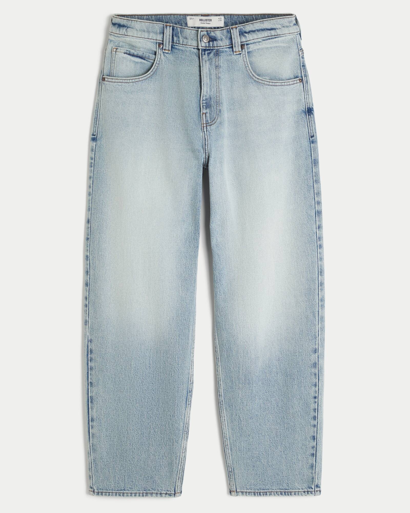 Medium Wash Skater Baggy Jeans