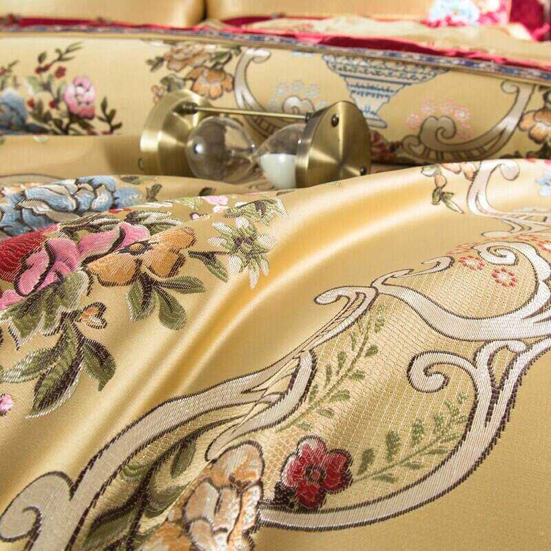 Kaleyra Silver Golden Silk Satin Cotton Duvet Cover Set