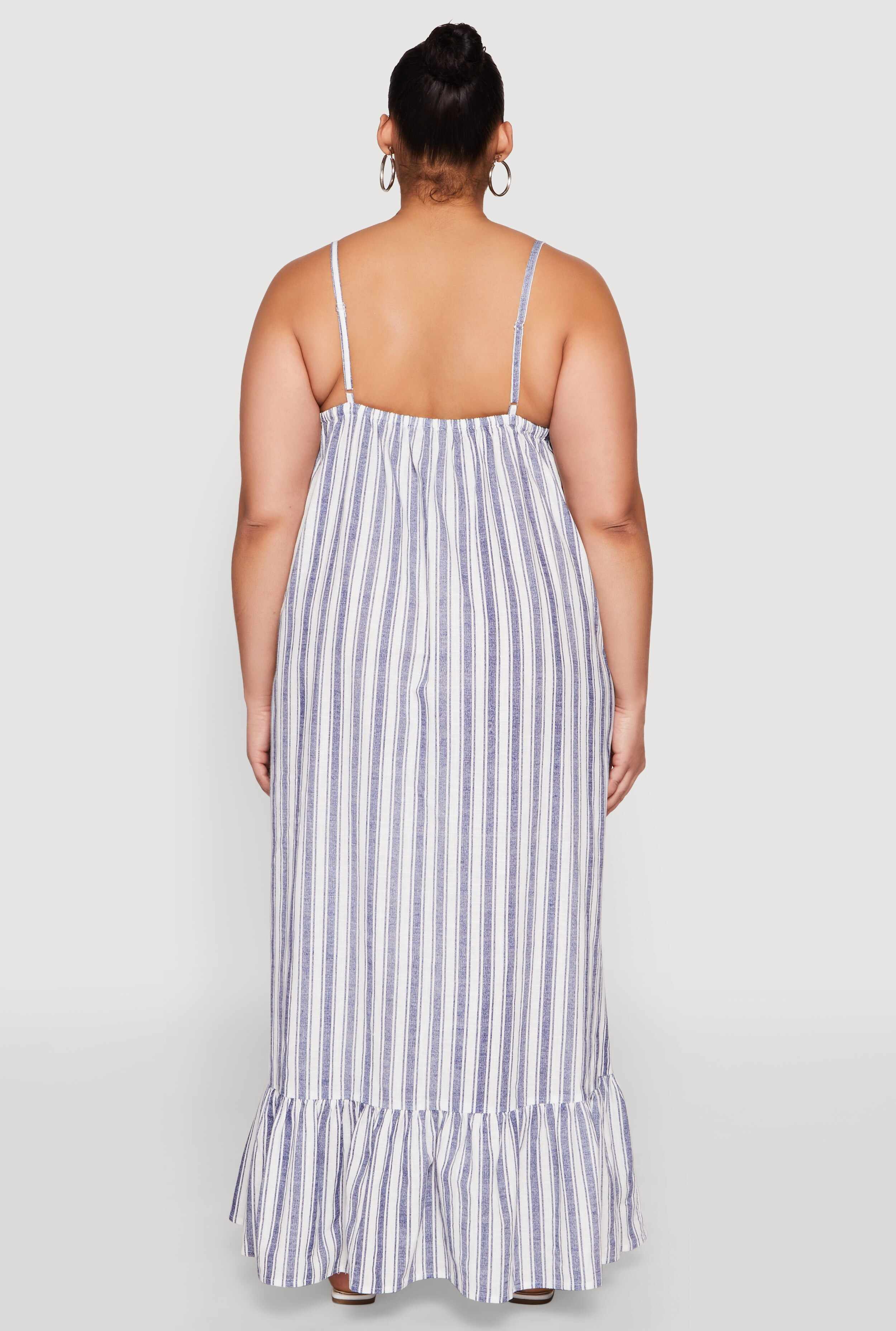 Plus Size Chevron Striped Maxi Dress