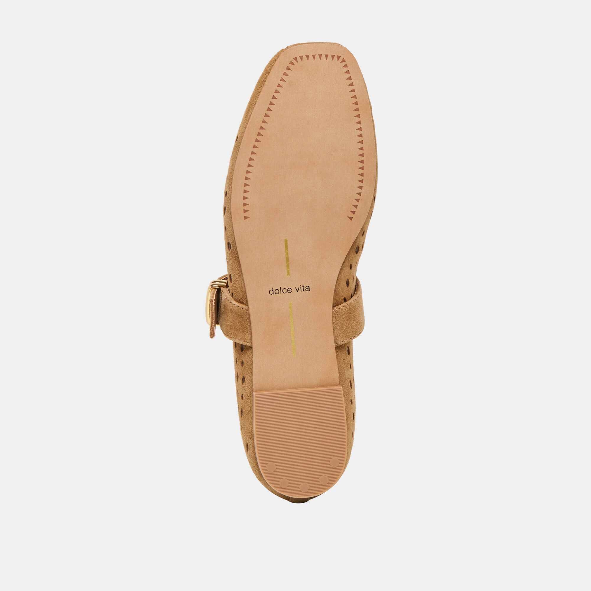 MIKEL BALLET FLATS LT BROWN PERFORATED SUEDE