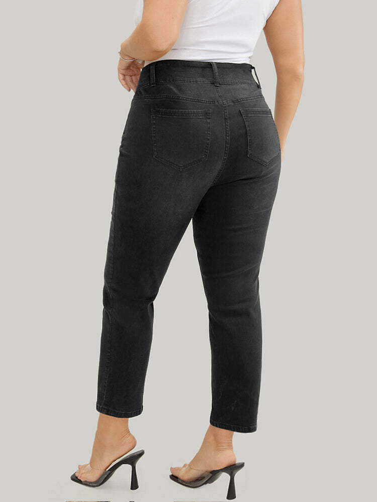 Straight Leg Very Stretchy High Rise Dark Wash Jeans