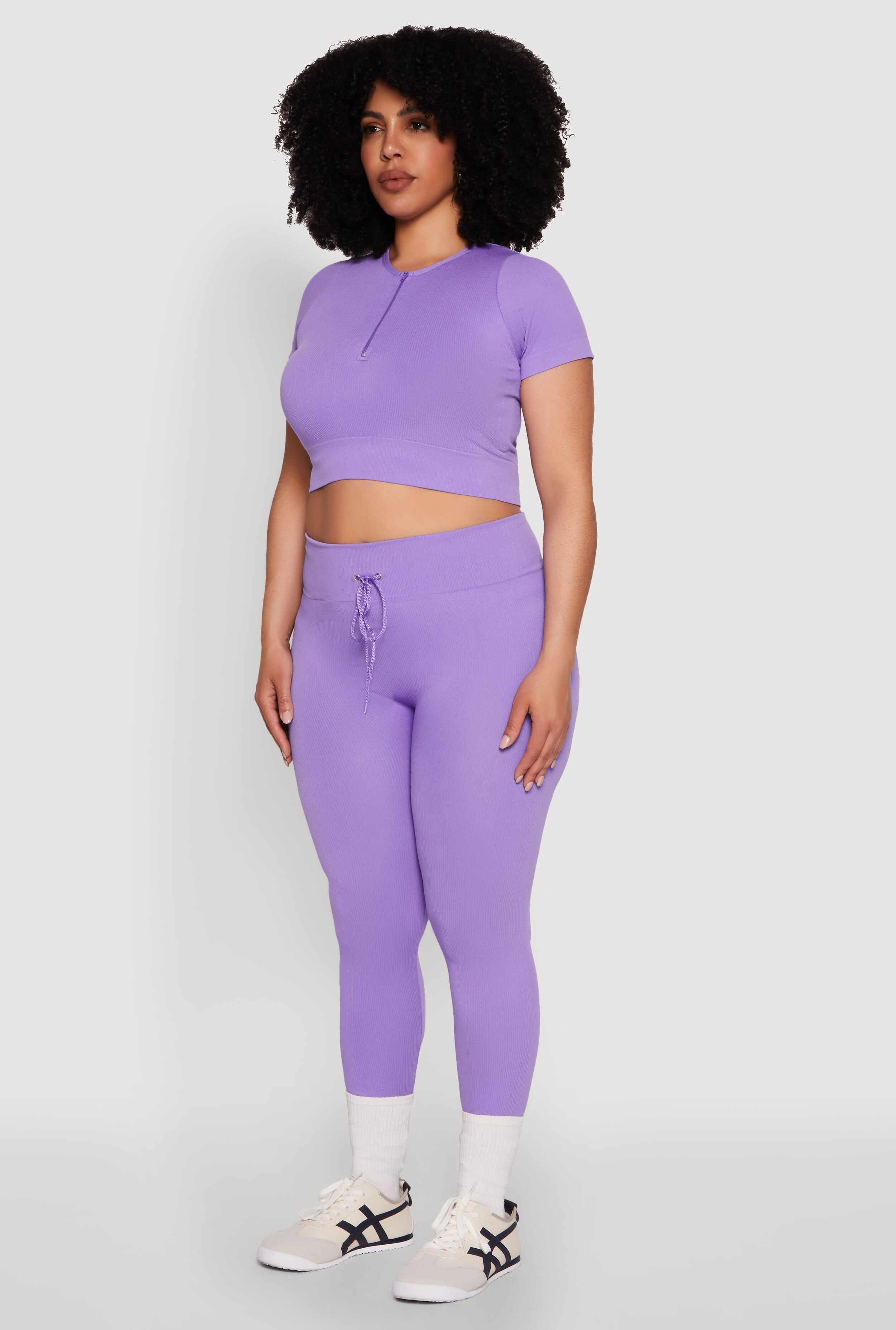Plus Size Seamless Zip Front Crop Top