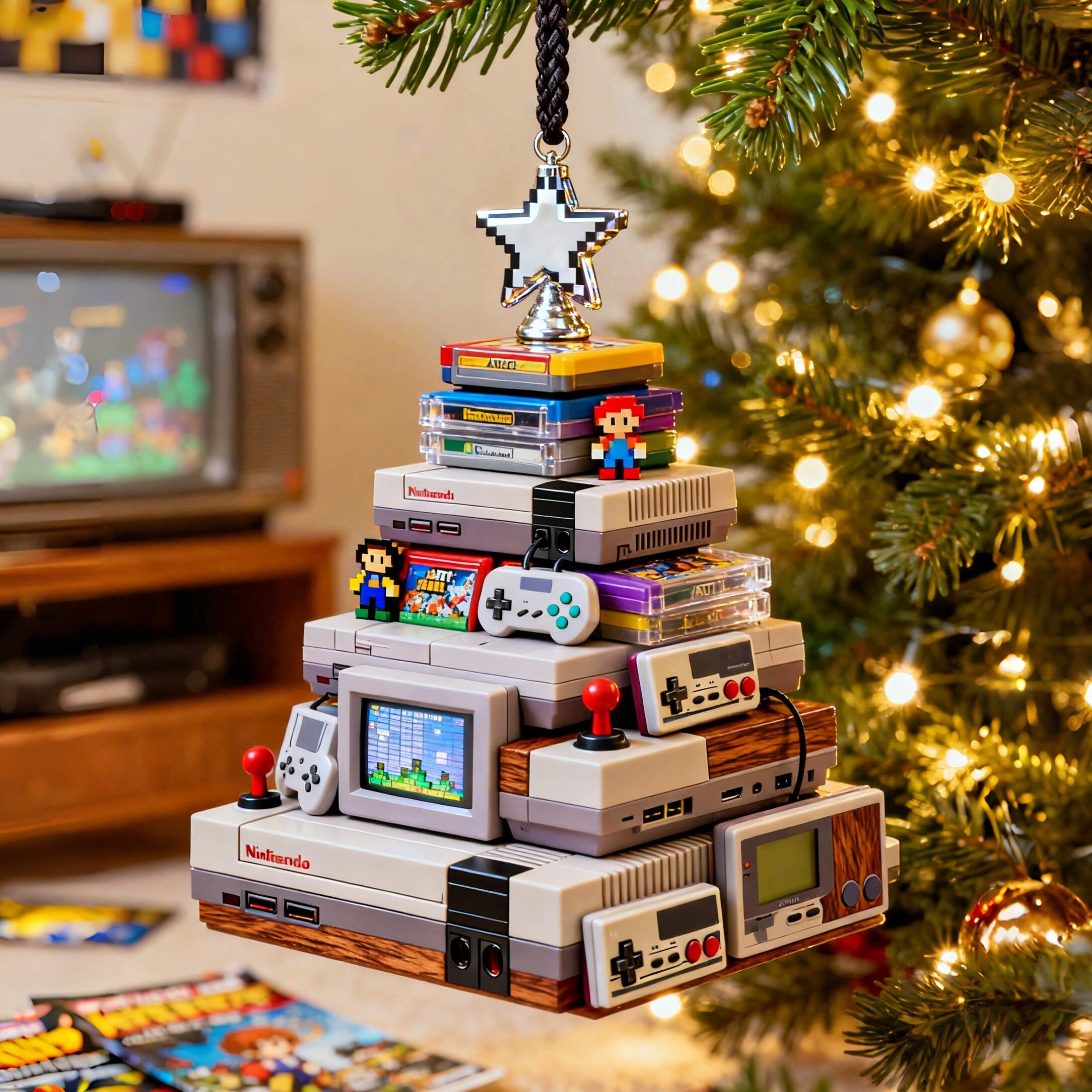 Retro Gamer Christmas Tree Ornament