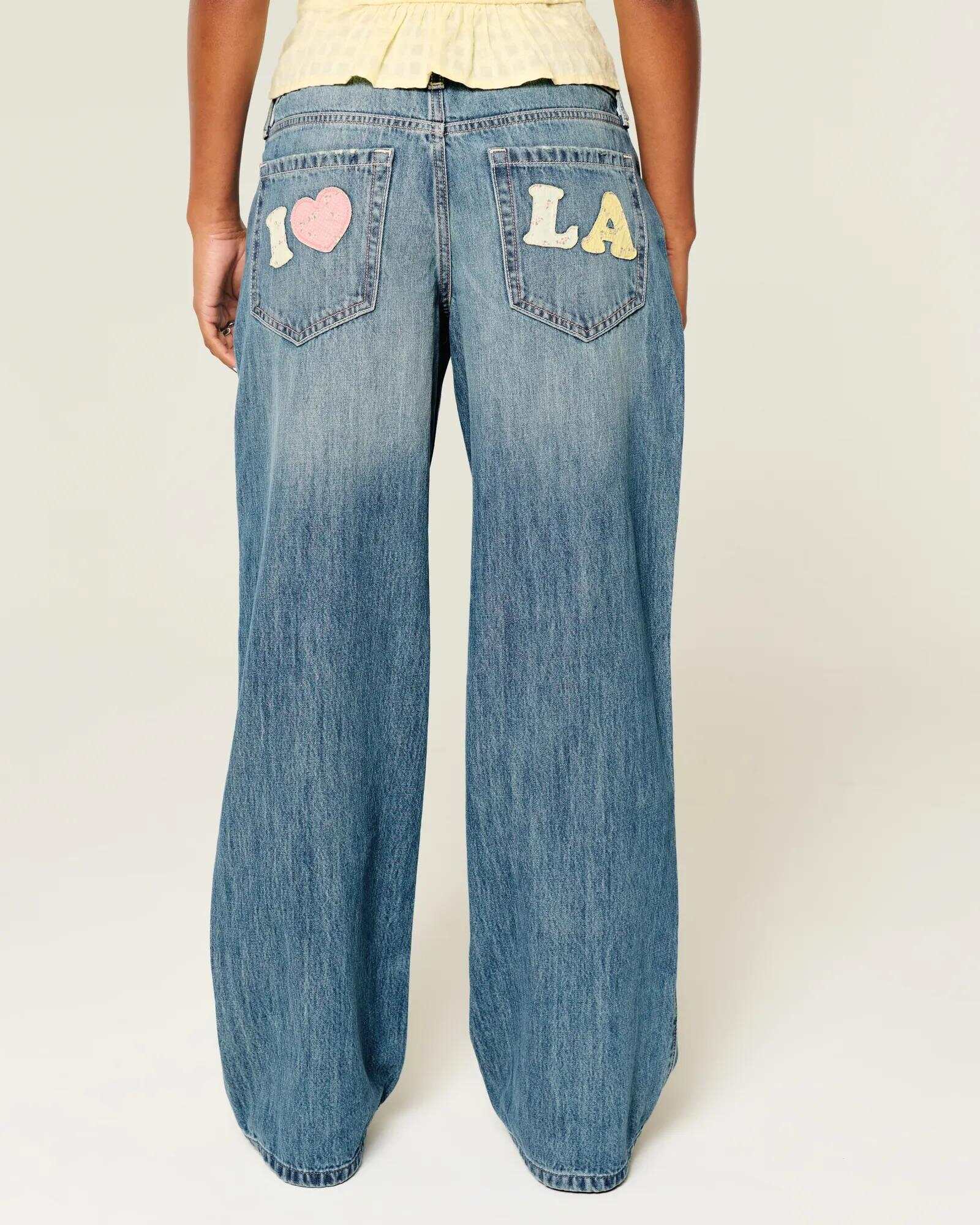 Low-Rise Dark Wash Baggy Jeans