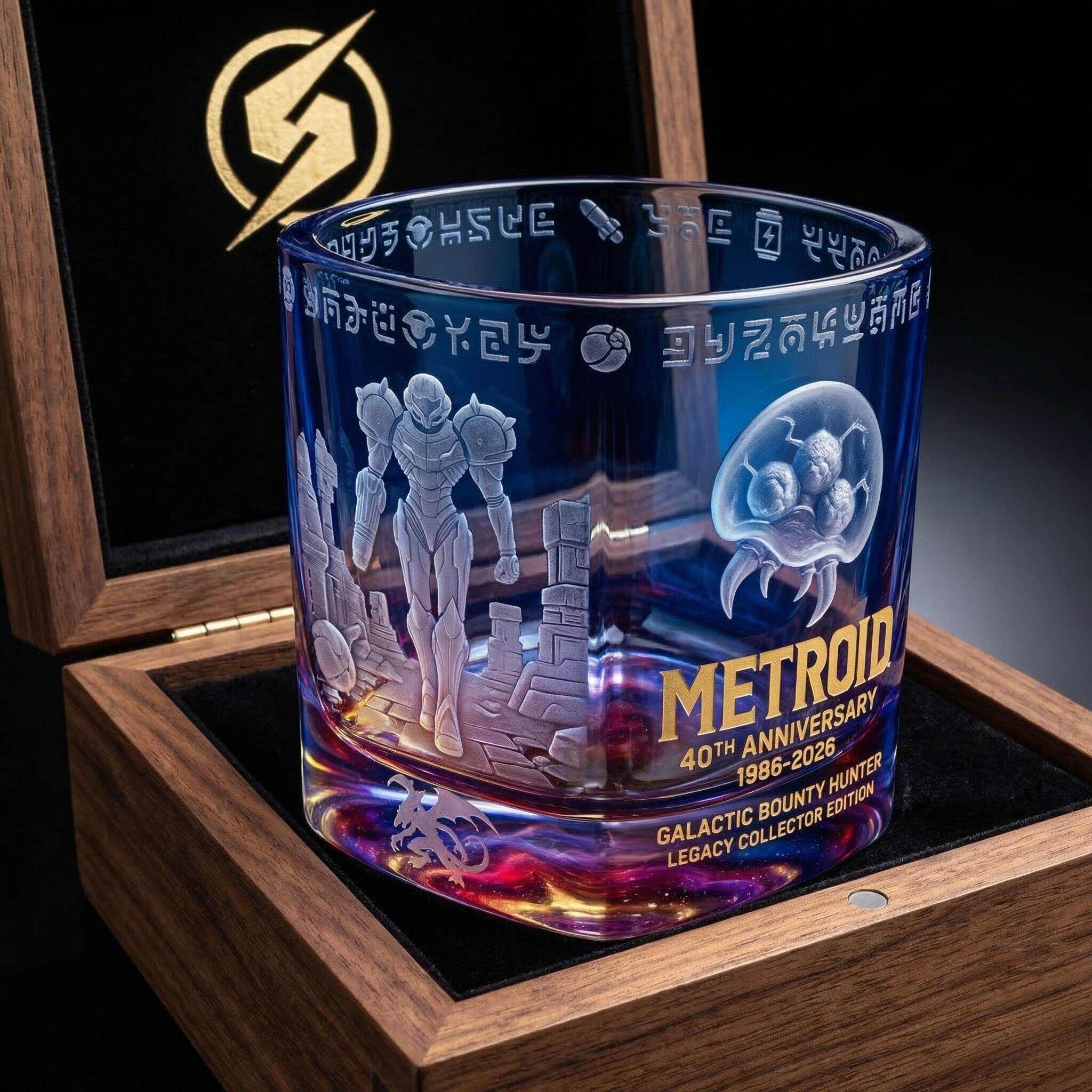 Metroid 40th Anniversary Galactic Bounty Hunter Collector Glass
