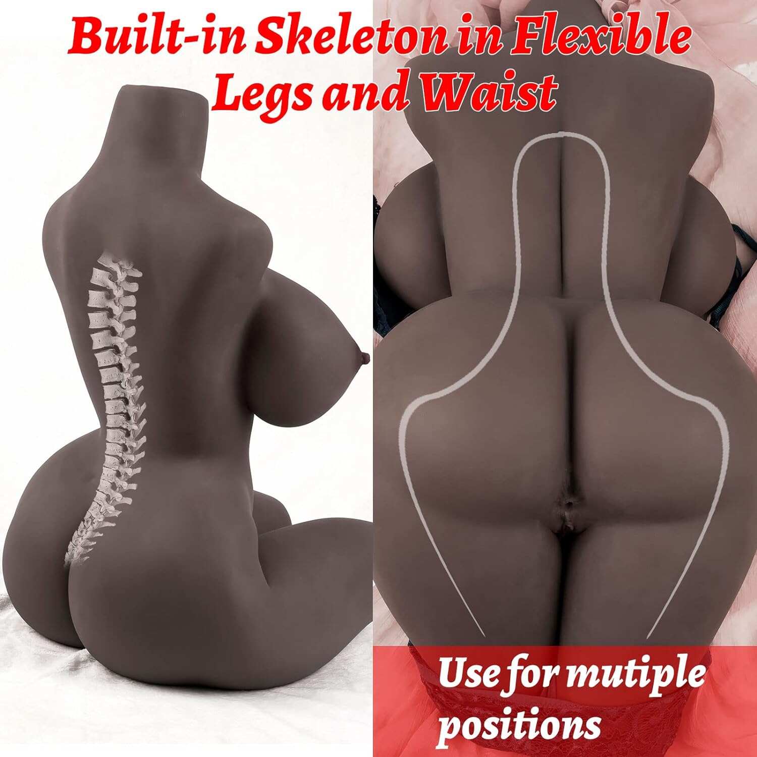 EU Stock - TPE 37.5 lbs/17kg Big Ass Big Breast G-cup Realistic Sex Doll Torso With Big Boobs