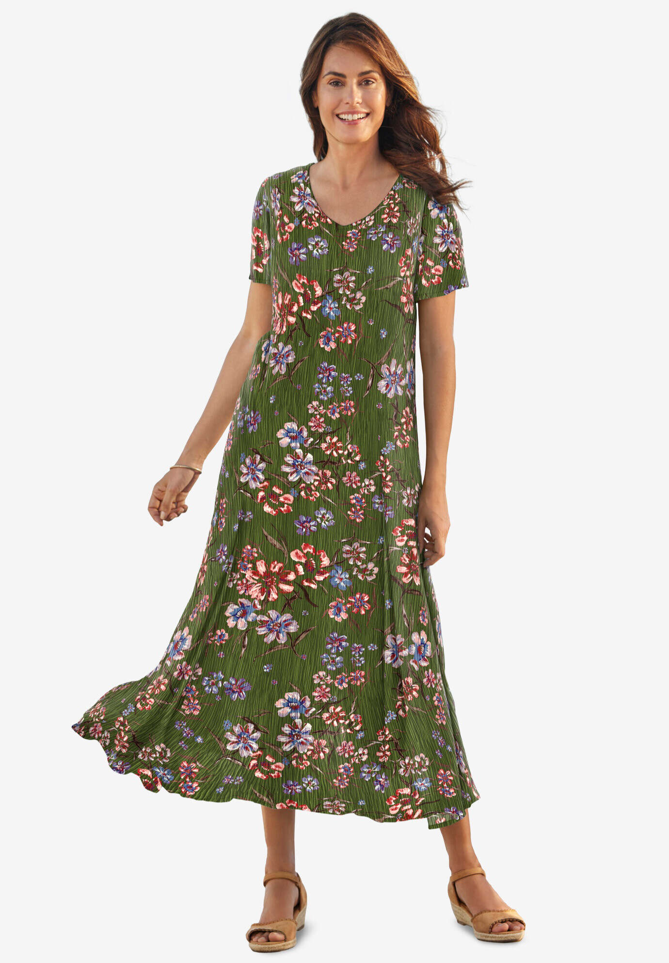 Short-Sleeve Crinkle Dress