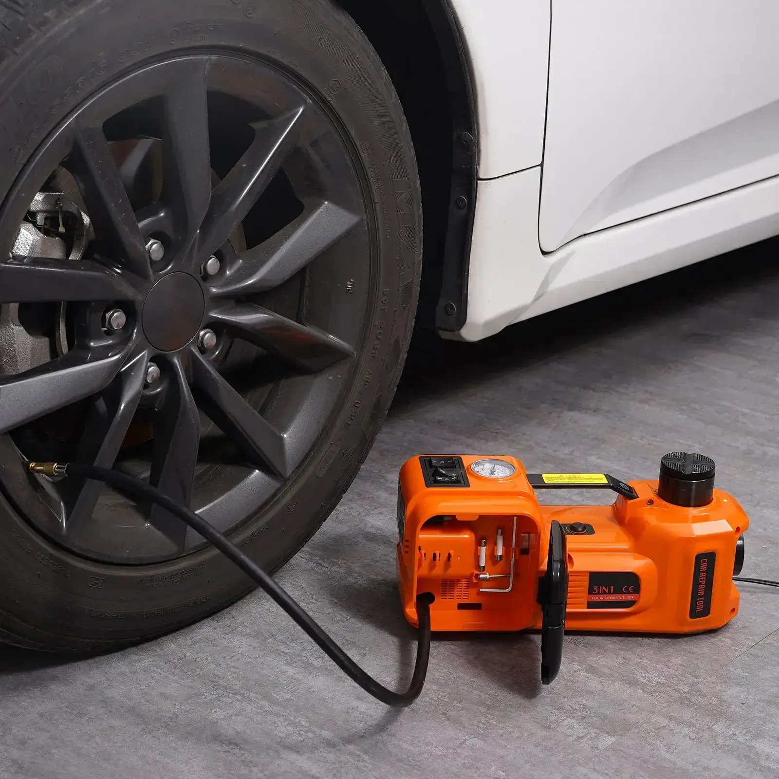 5 Ton Electric Hydraulic Car Jack Kit, Portable Auto Lift with Impact Wrench, Built-in Tire Inflator & LED Light, Tire Change Tool for Sedan SUV MPV Truck Garage & Roadside Repair