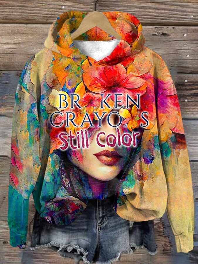 Women's Broken Crayons Still Color Print Hoodie