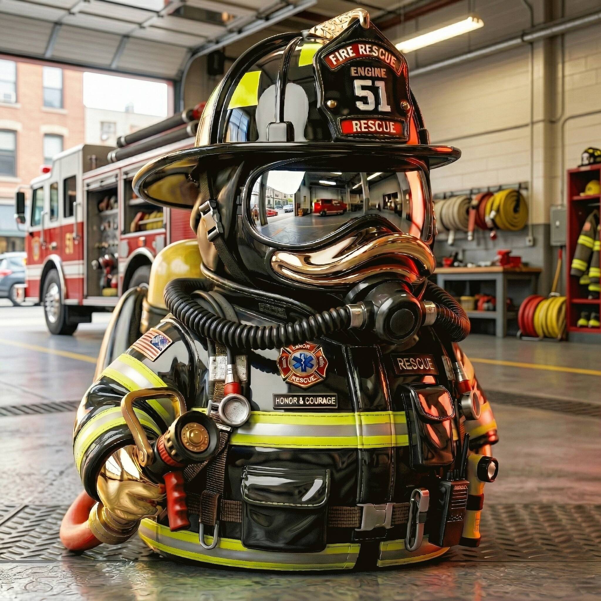 🚒 Brave Hearts: Firefighter Tribute Duck – Honor & Courage 🦸‍♂️