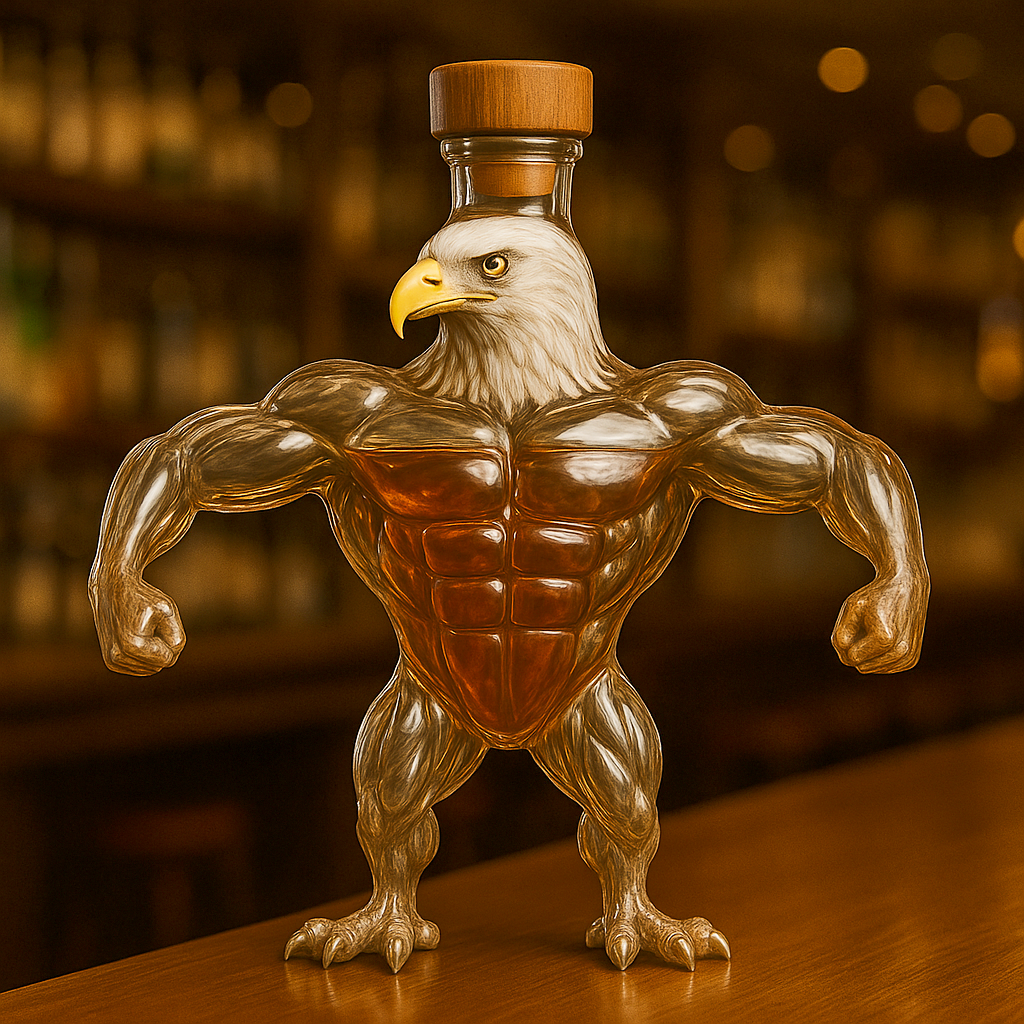 Bodybuilding Bald Eagle Whisky bottle