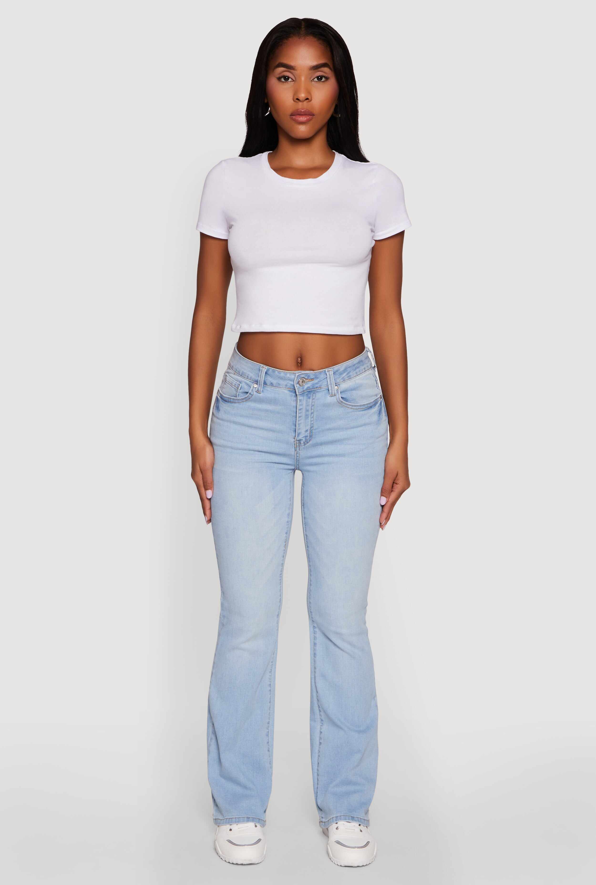 WAX Stretch Flap Pocket Mid Rise Bootcut Jeans