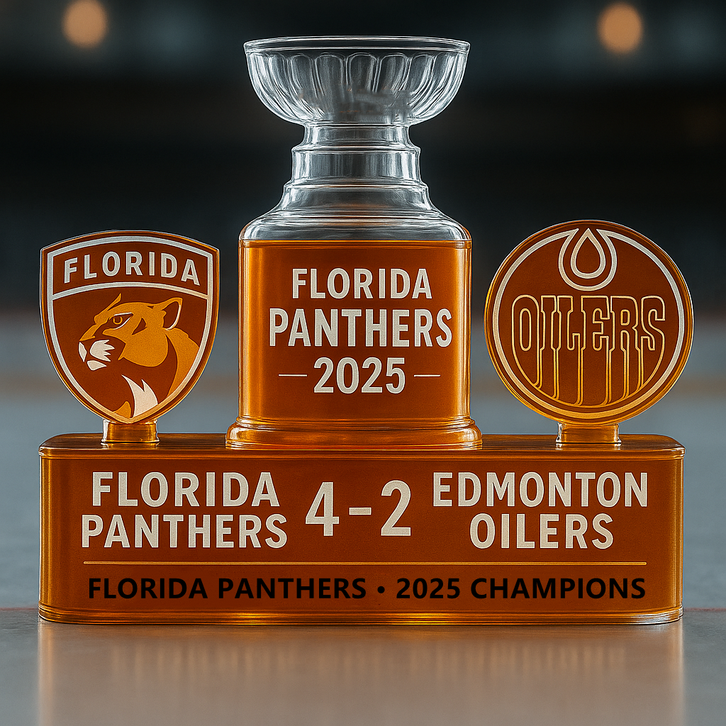 Florida Panthers 2025 Stanley Cup Champion Whiskey Bottle