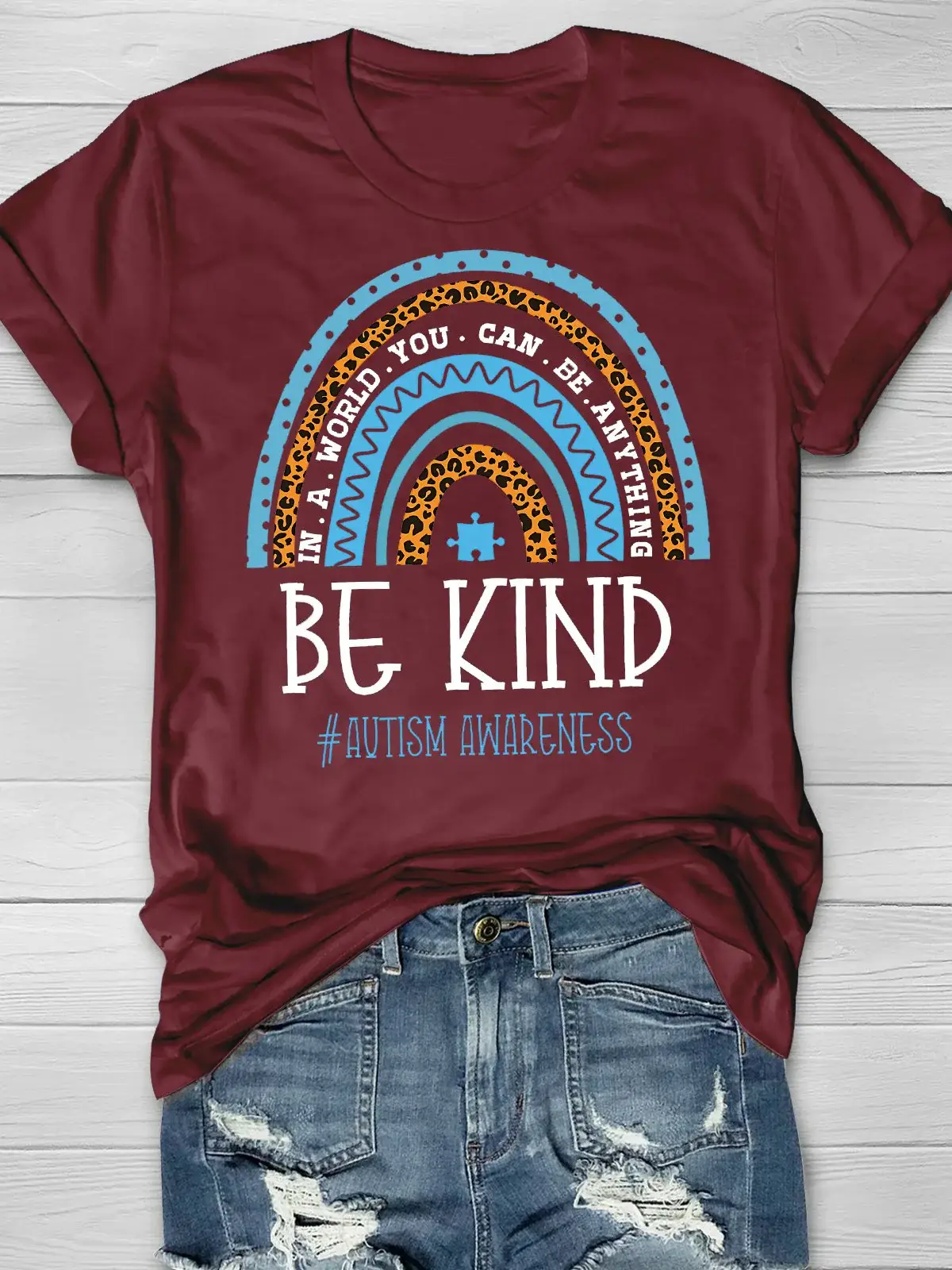 Autism Awareness Be Kind Printing T-shirt