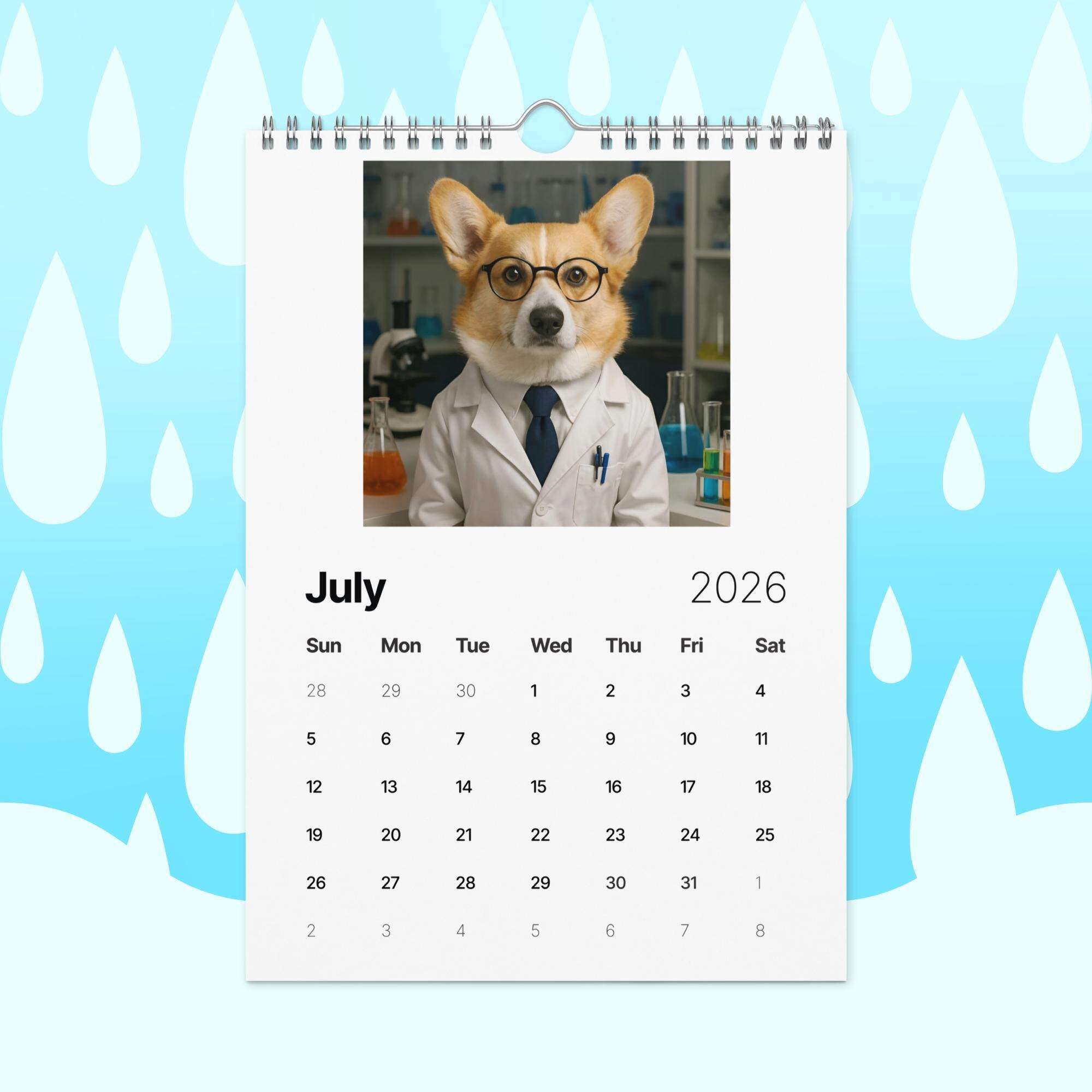 Funny Corgi Dogs with Jobs Calendar 2026