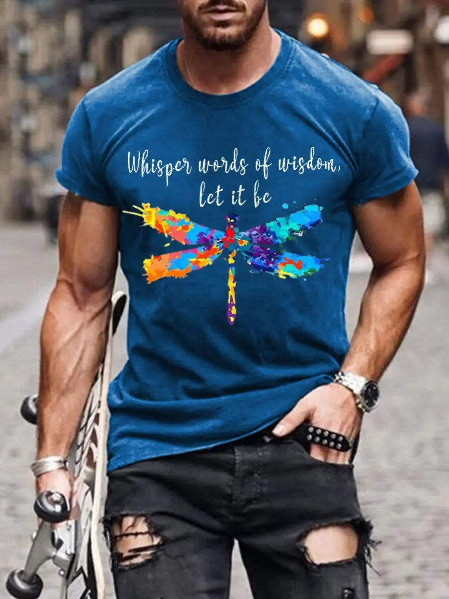 Men's Whisper Words Of Wisdom Let It Be Art Pattern Print Casual T-Shirt