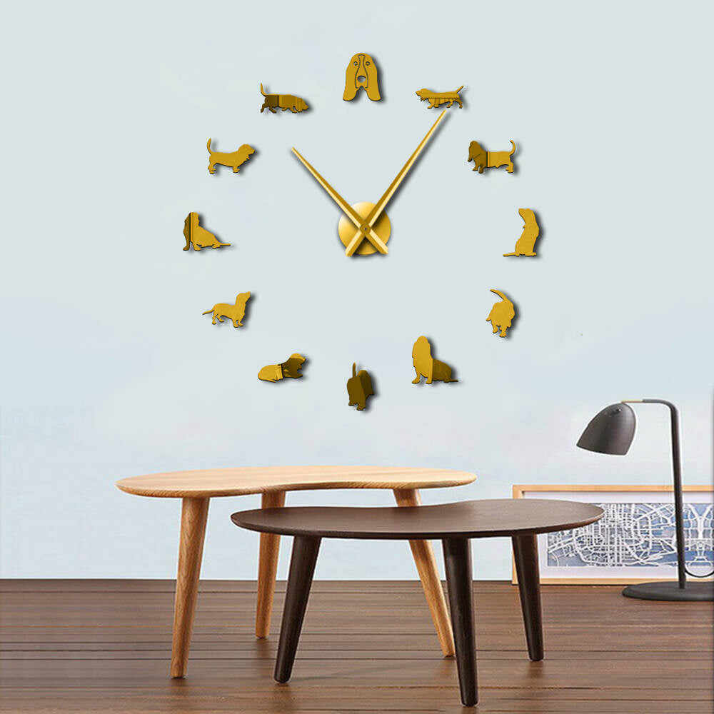 DIY Giant Wall Clock Pet Shop Dog Breed Big Clock Frameless Wall Watch Dog Lovers Gift