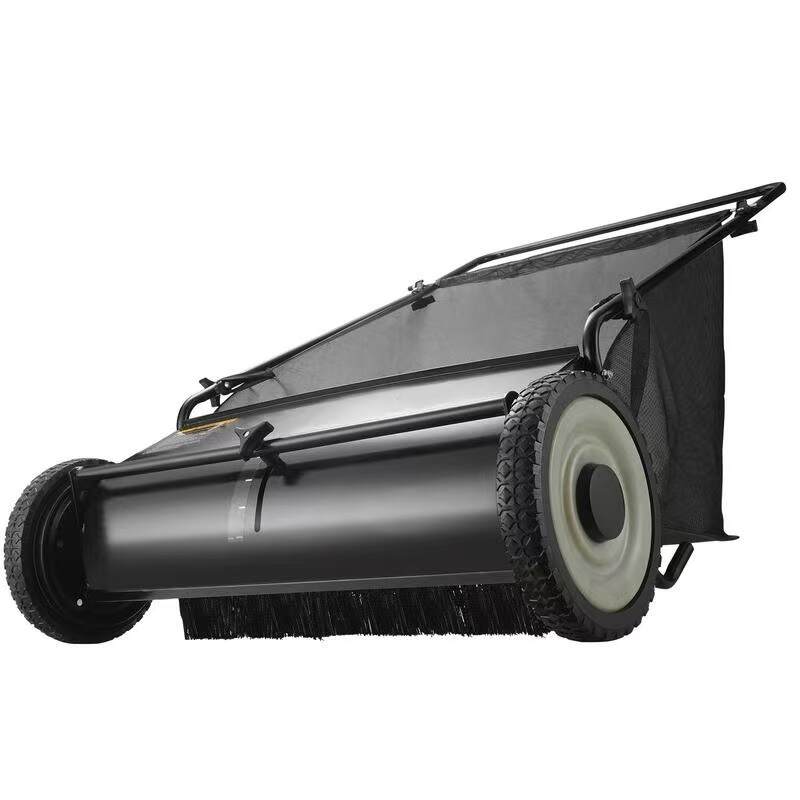 【Flash Sale】Push Lawn Sweeper, TikTokShopBlackFriday, 26 Inch Leaf & Grass Collector, Strong Rubber Wheels & Heavy Duty Thickened Steel Durable to Use with Large Capacity 7 ft³ Mesh Collection Bag, 4 Spinning Brushes