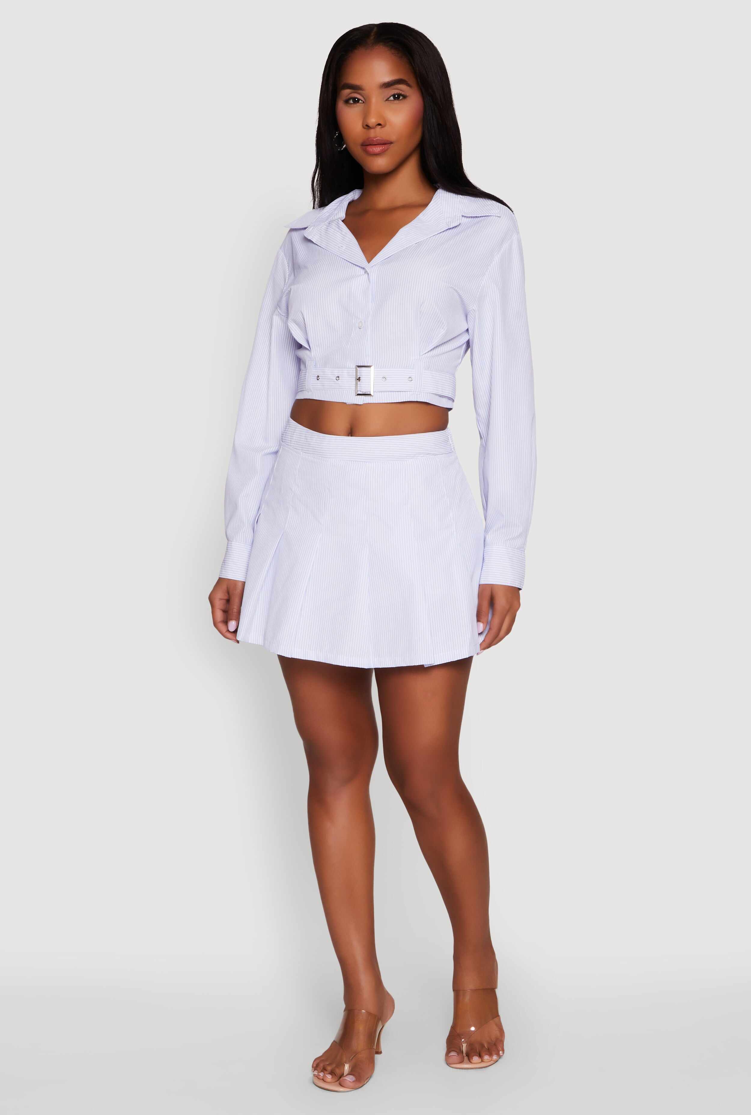 Striped Pleated Mini Skort