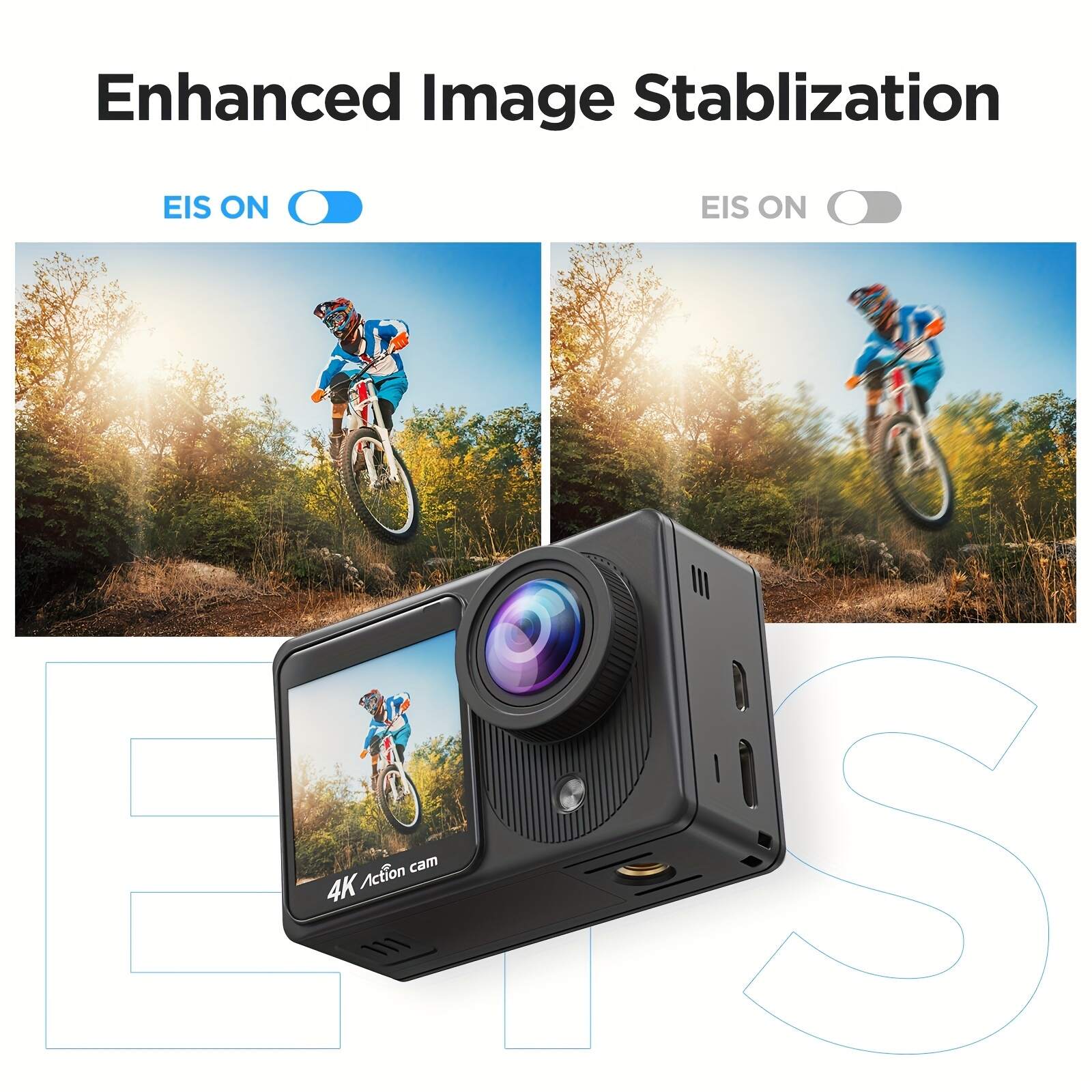 Yolansin 4K Action Camera Touch Screen - Dual Screen Ultra HD EIS WiFi Sports Camera, 1574.8inchUnderwater Camera 170° Wide Angle Video Camera 20MP Waterproof Helmet Camera With Remote Control And 2 Batteries