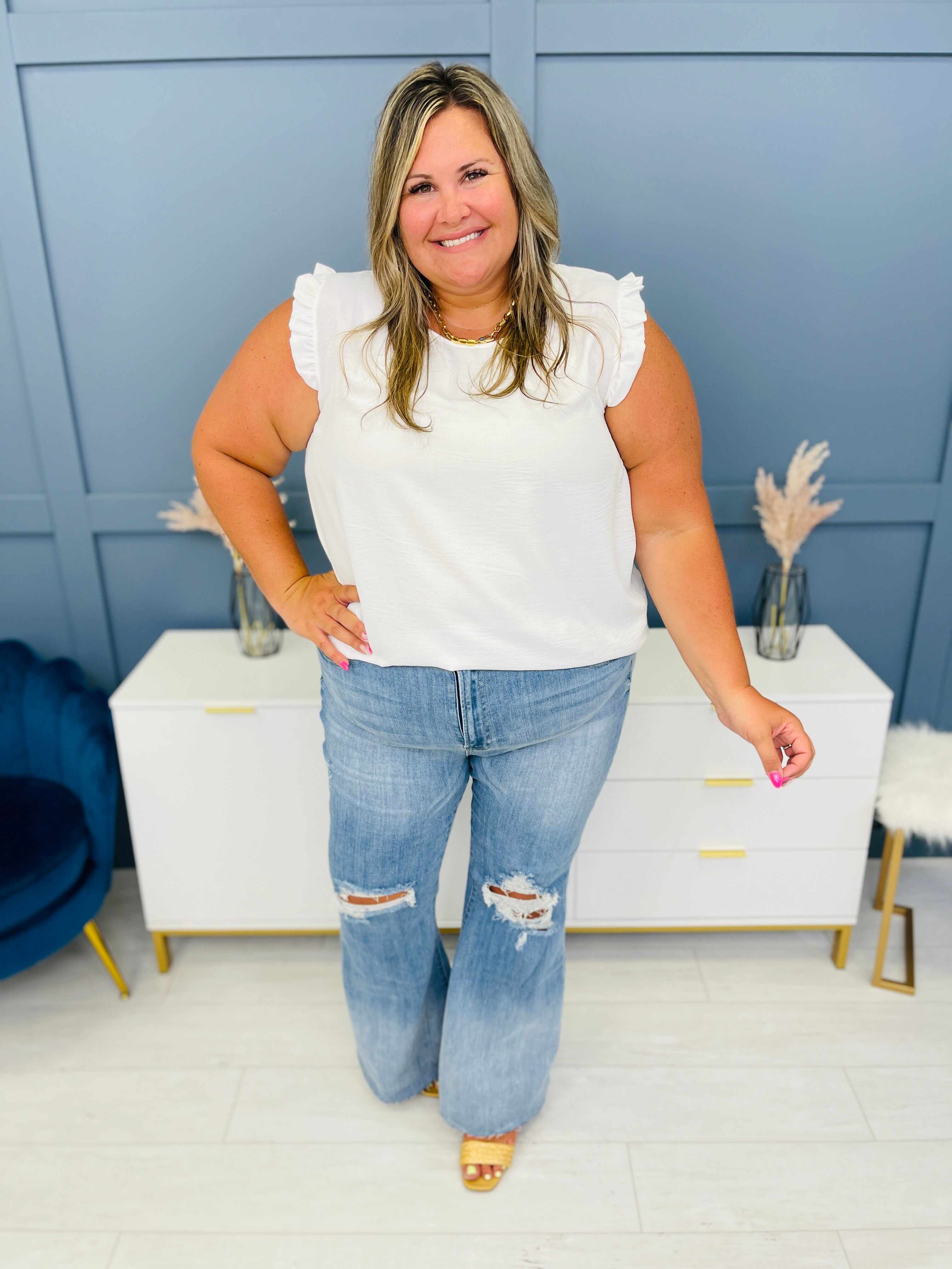 Risen PLUS/REG Say Yes to Distressed Wide Flare Jeans