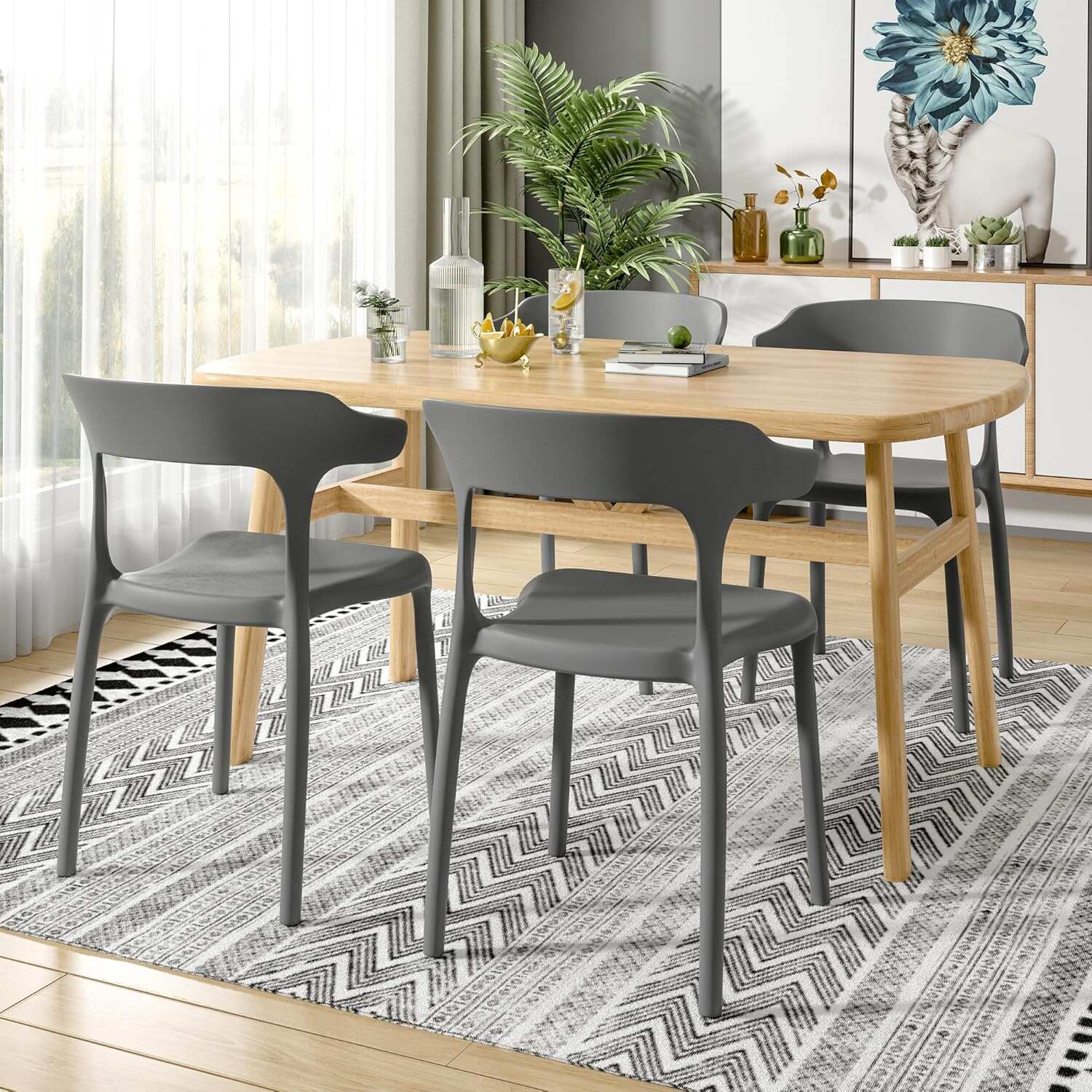 VECELO 4 Pack Plastic Stacking Chairs