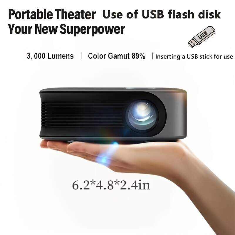 1pc Big Screen Watching Ball Games Mini Projector 2025 ,1080P Supported, Outdoor Projector Home Theater For Office Home Black