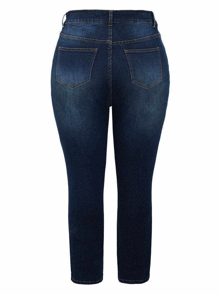 Very Stretchy High Rise Dark Wash Cut Out Jeans