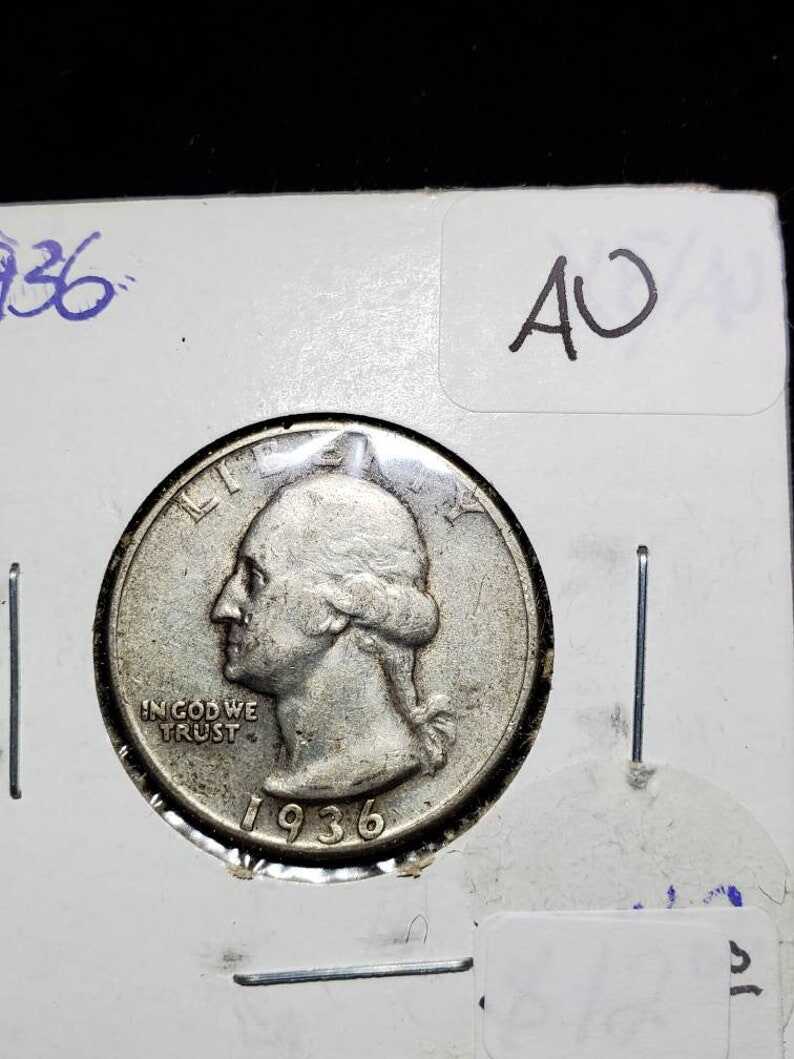 1936 Washington Silver Quarter XF+/ AU  - Key Date   Lot#  842