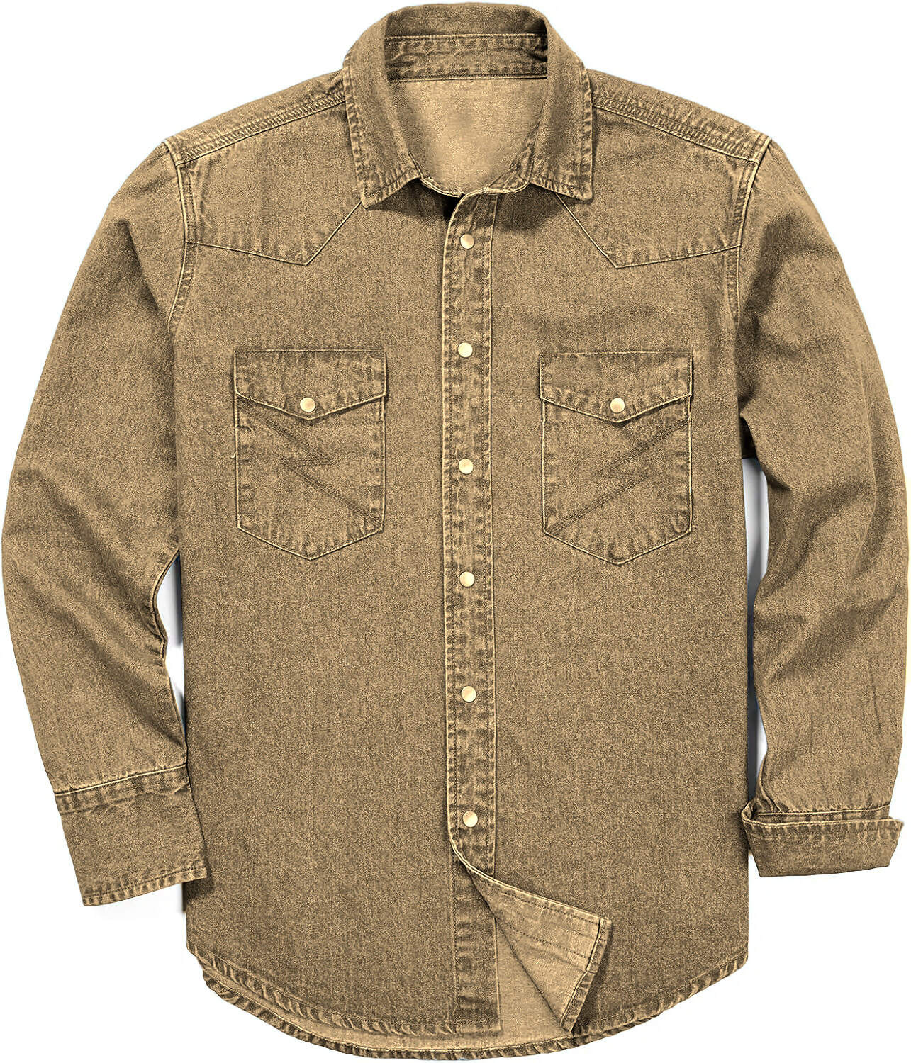 🔥Men's Long Sleeve Stone-Washed and Pre-Washed Denim Work Shirt