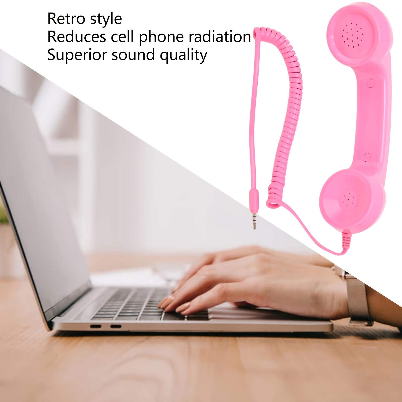 Back-to-School Gift: Pink Retro Phone Earpiece - Trendy Anti-Radiation Headset for Girls, 3.5mm Universal Plug, Compatible with Phones & Computers (Gift Box Not Included)
