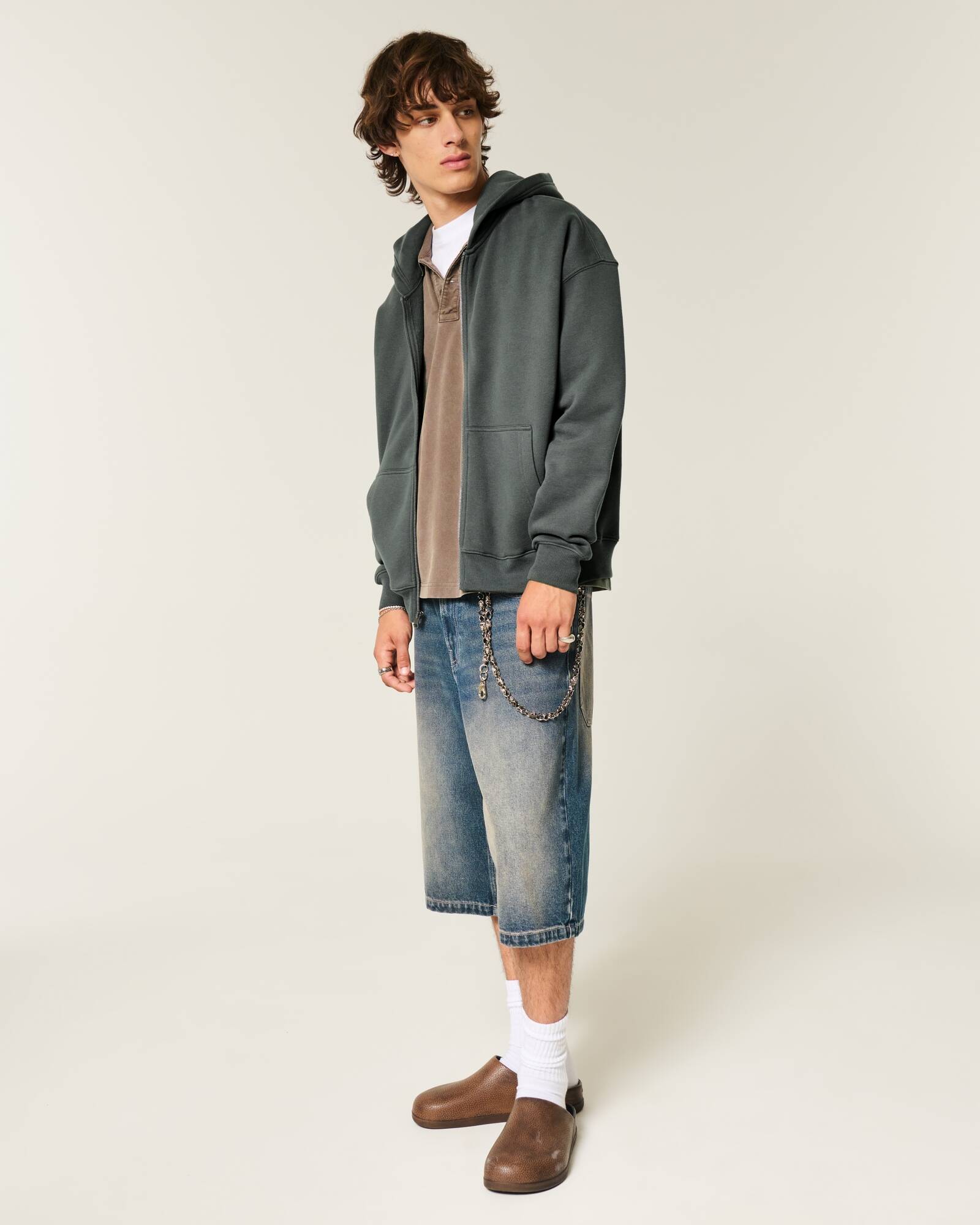 Boxy Camo Zip-Up Hoodie
