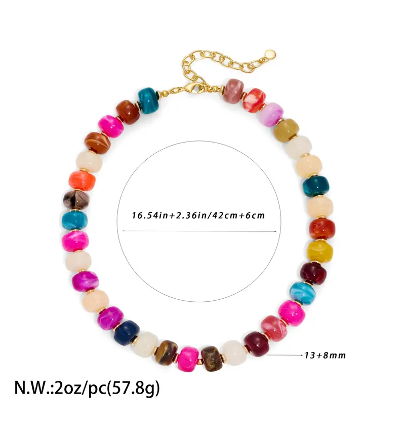 🔥Hot Sale 69% OFF✨Bright Color Dopamine Chunky Beaded Choker, Women Summer Beach Jewelry