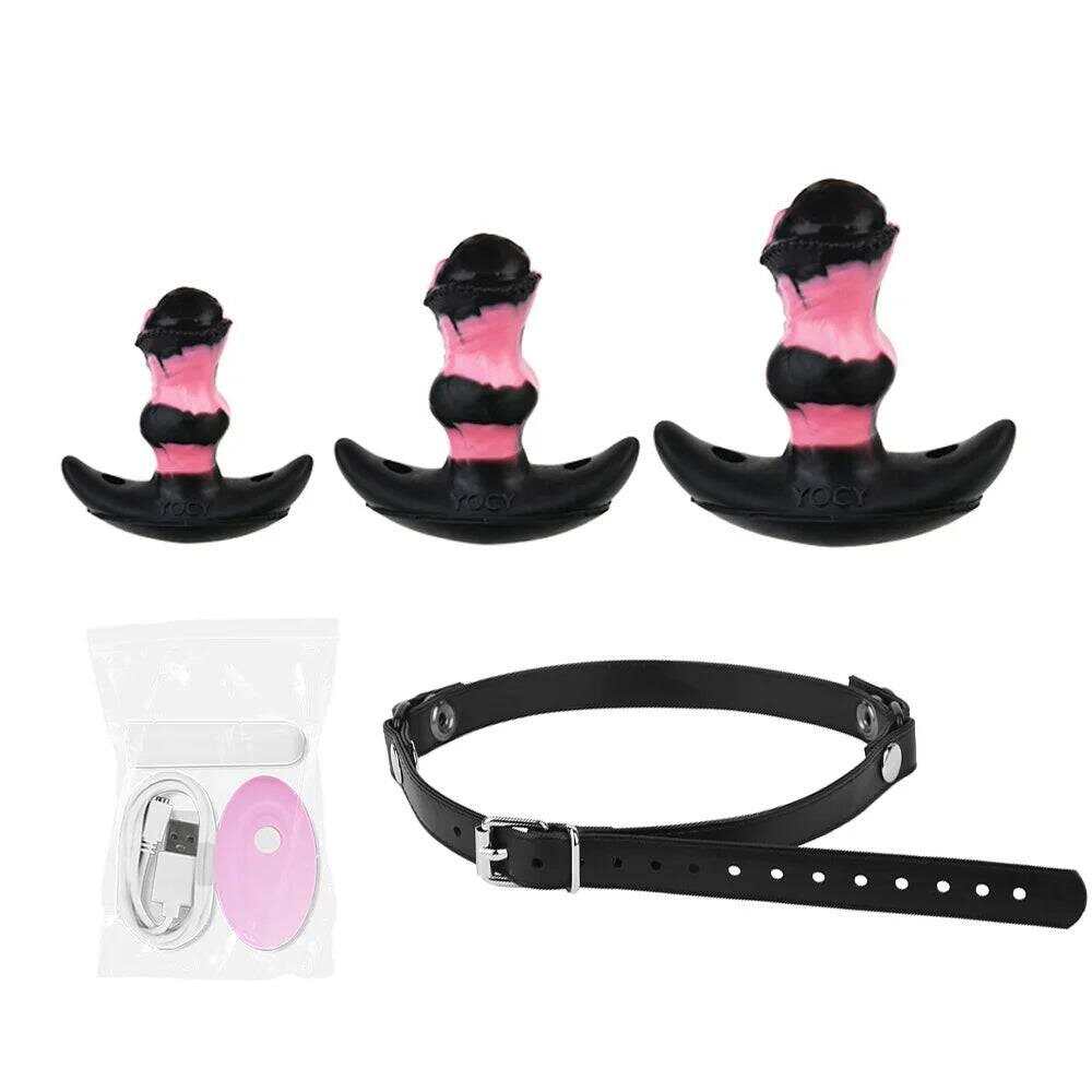 Leather Mouth Gag with Vibrating Horse Dildo