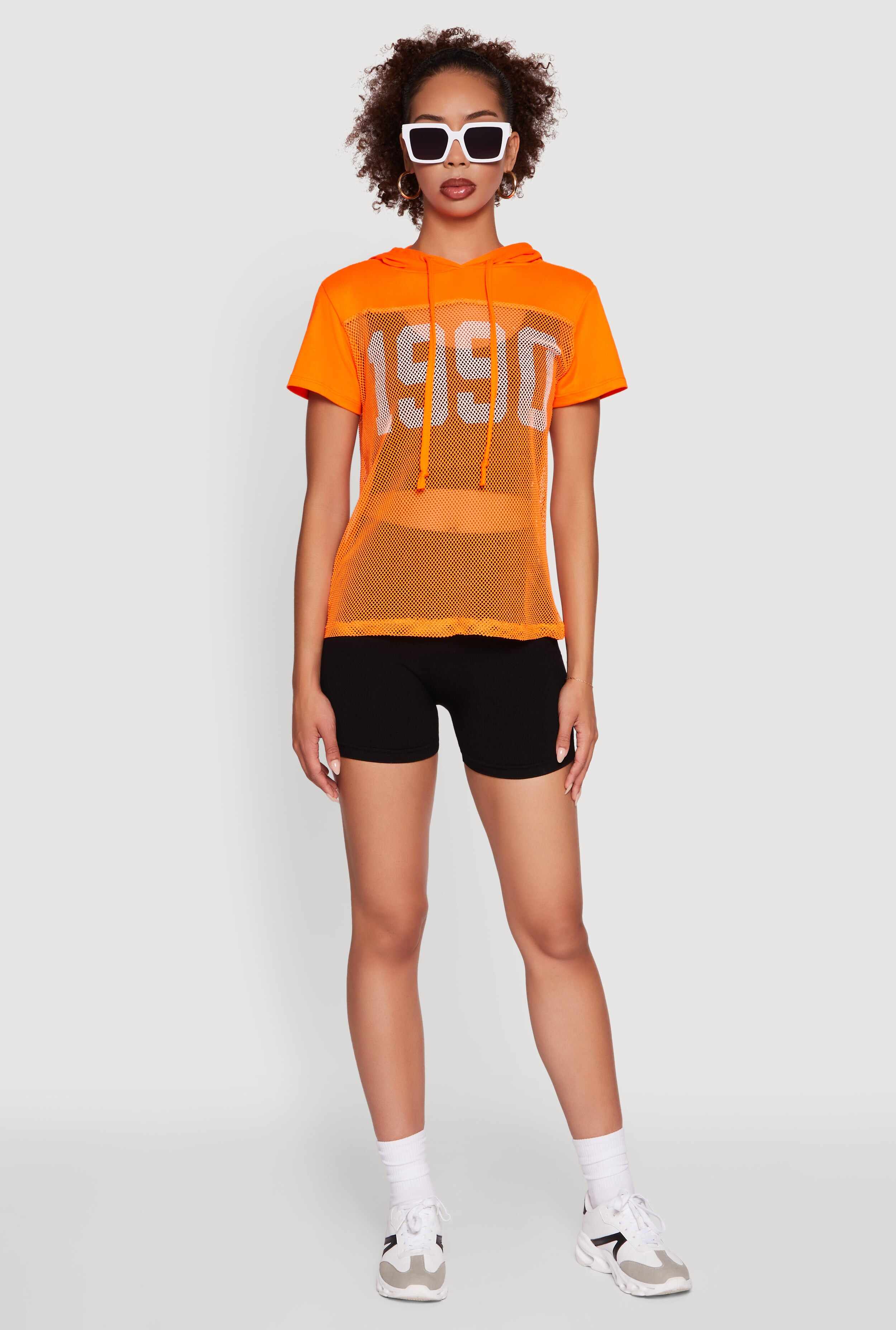 Fishnet 1990 Graphic Hooded Short Sleeve Top